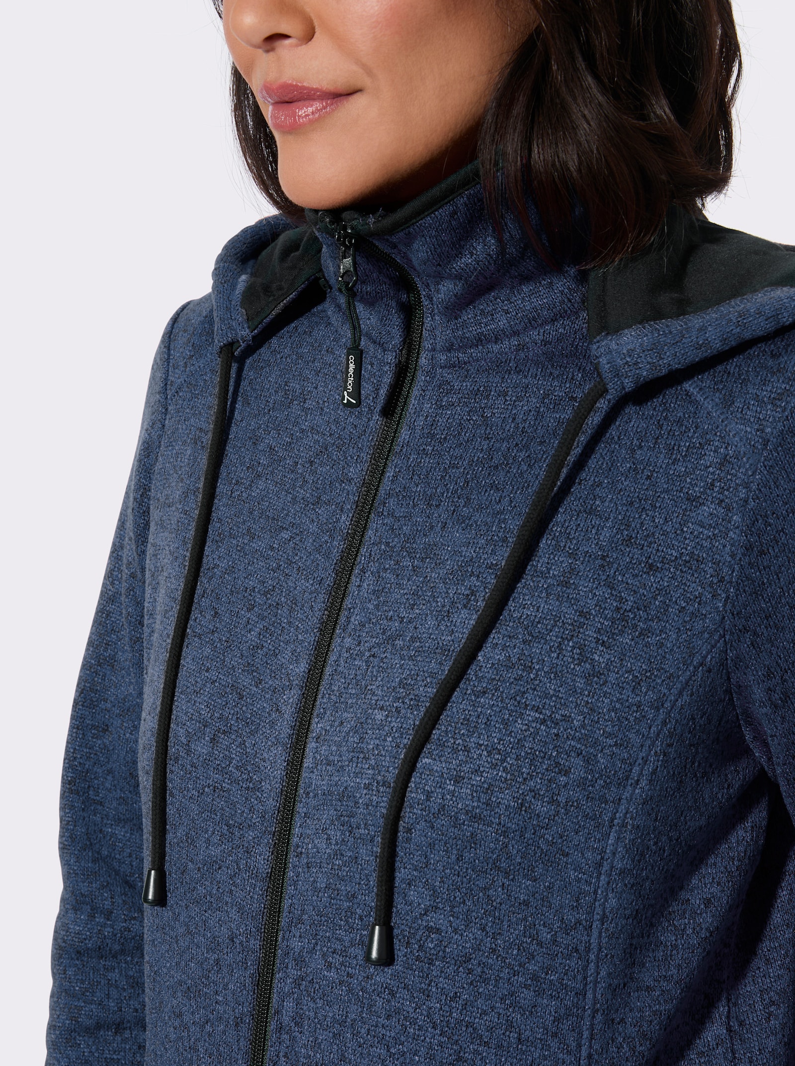 Fleecejack in antipilling-uitvoering - jeansblauw gemêleerd