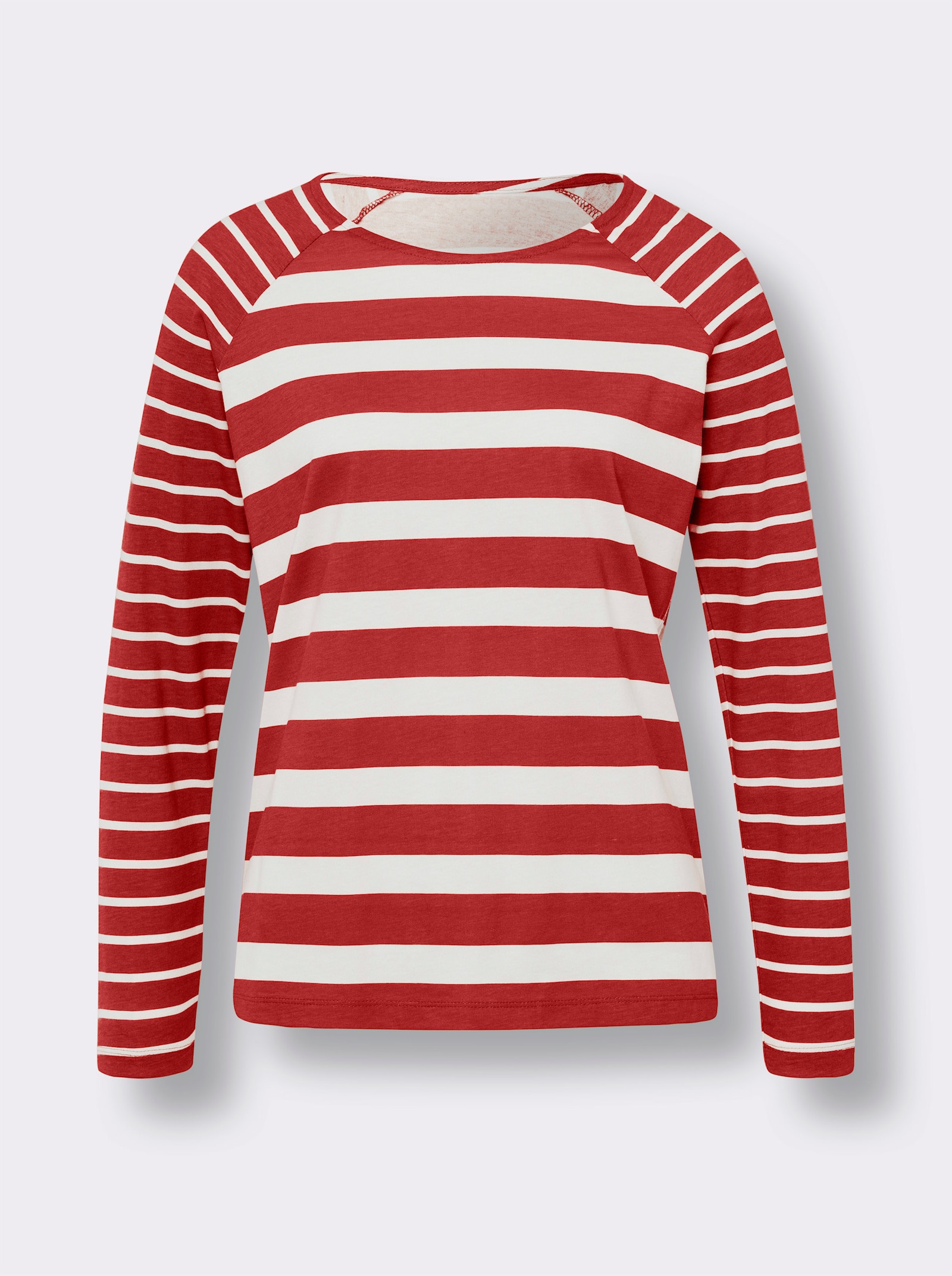 Langarmshirt im Ringel-Dessin - rot-ecru-geringelt