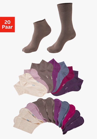 H.I.S Basicsocken - 4x taupe, 4x beige, 4x pflaume, 2x jeans, 2x lila, 2x beere, 2x alt rosa