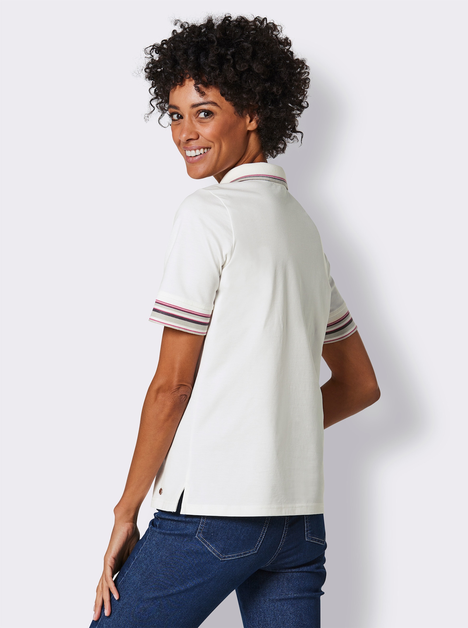 CREATION L PREMIUM Poloshirt in Pikee-Qualität - ecru