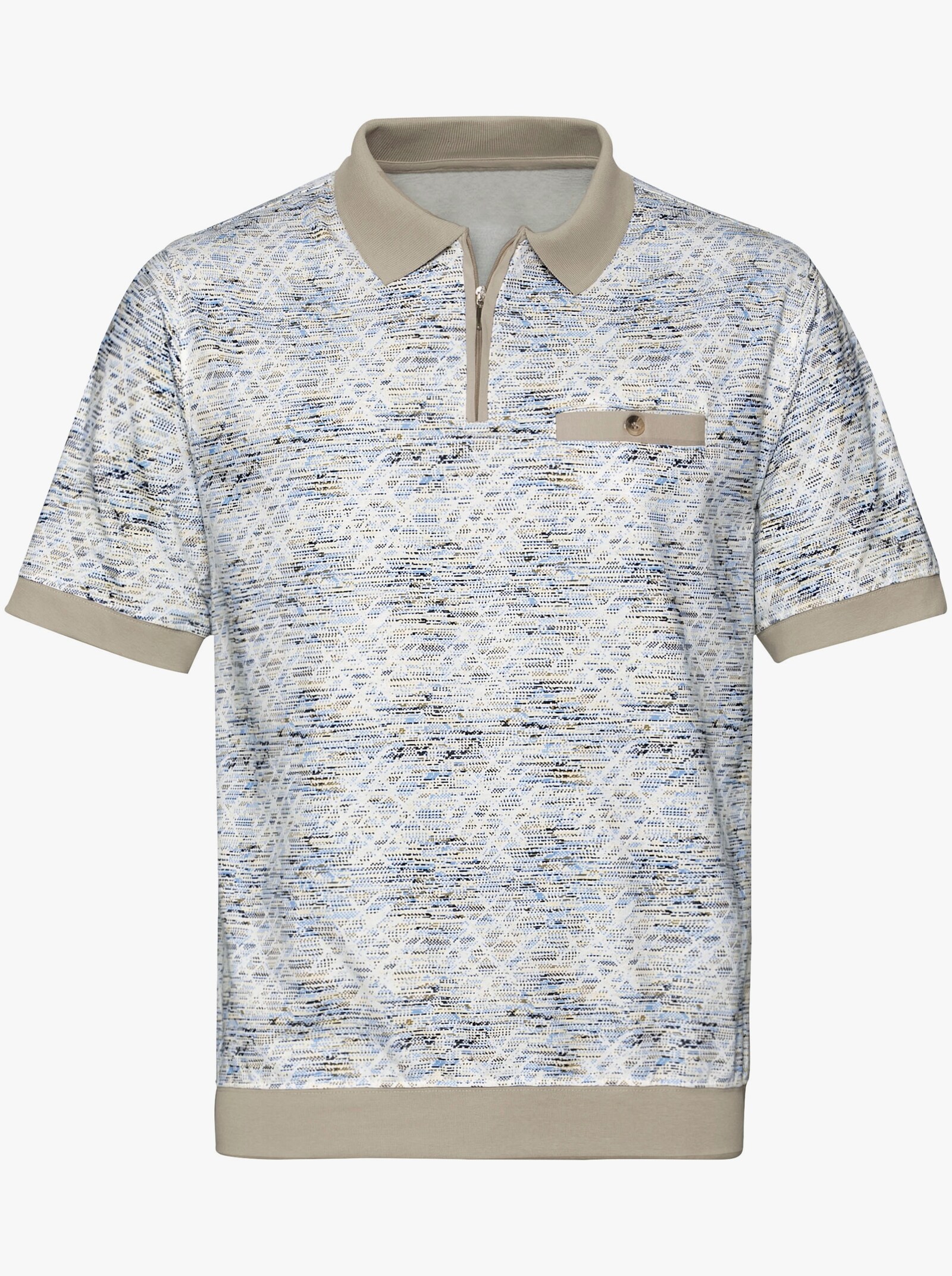 Marco Donati Kurzarm-Poloshirt - weiss-bedruckt