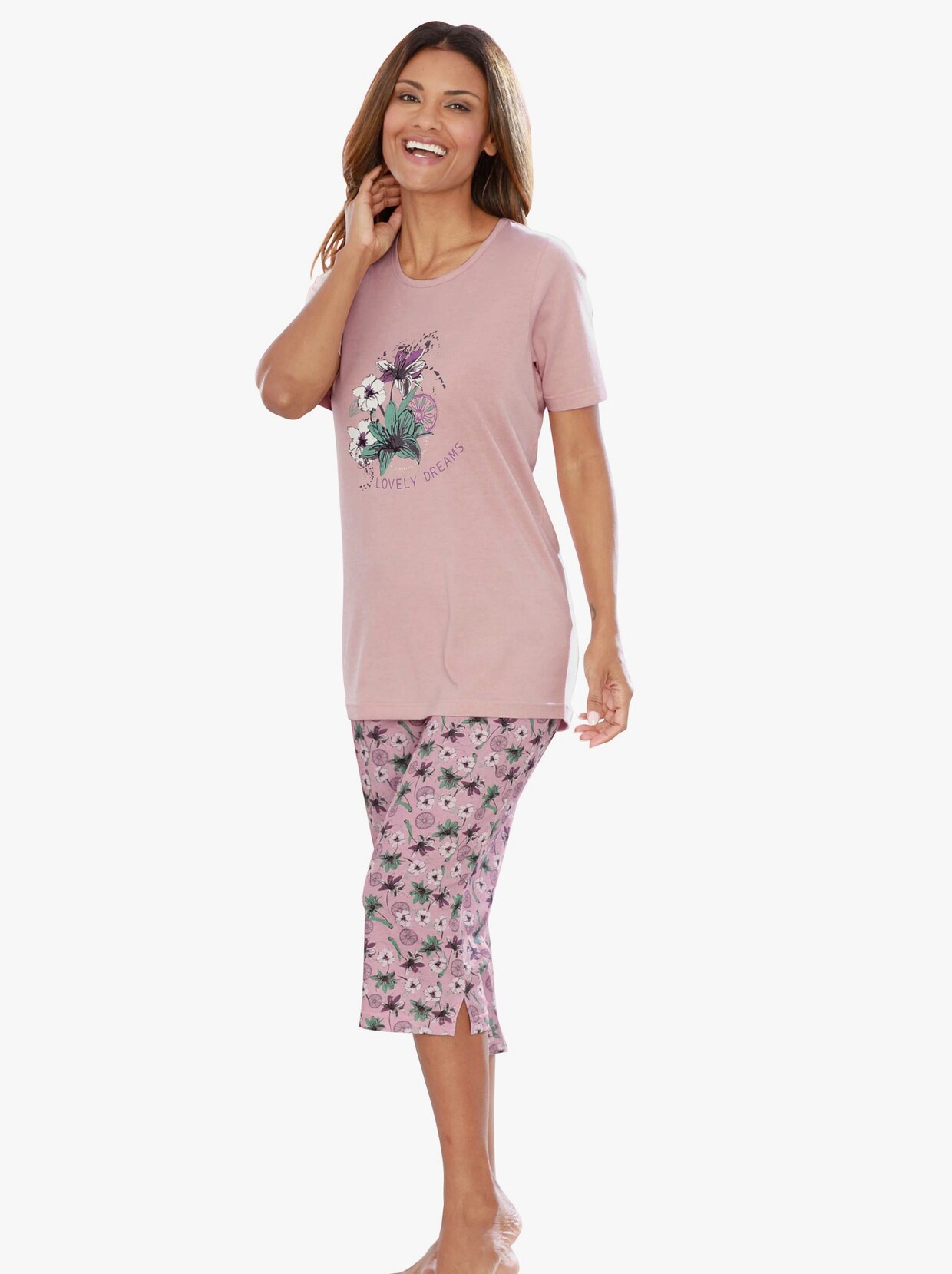 Capri-pyjama - hortensia bedrukt