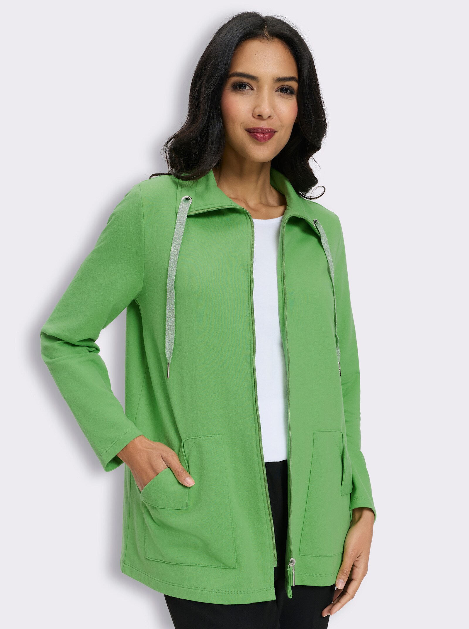 Sweatjacke mit zwei Taschen - apfel