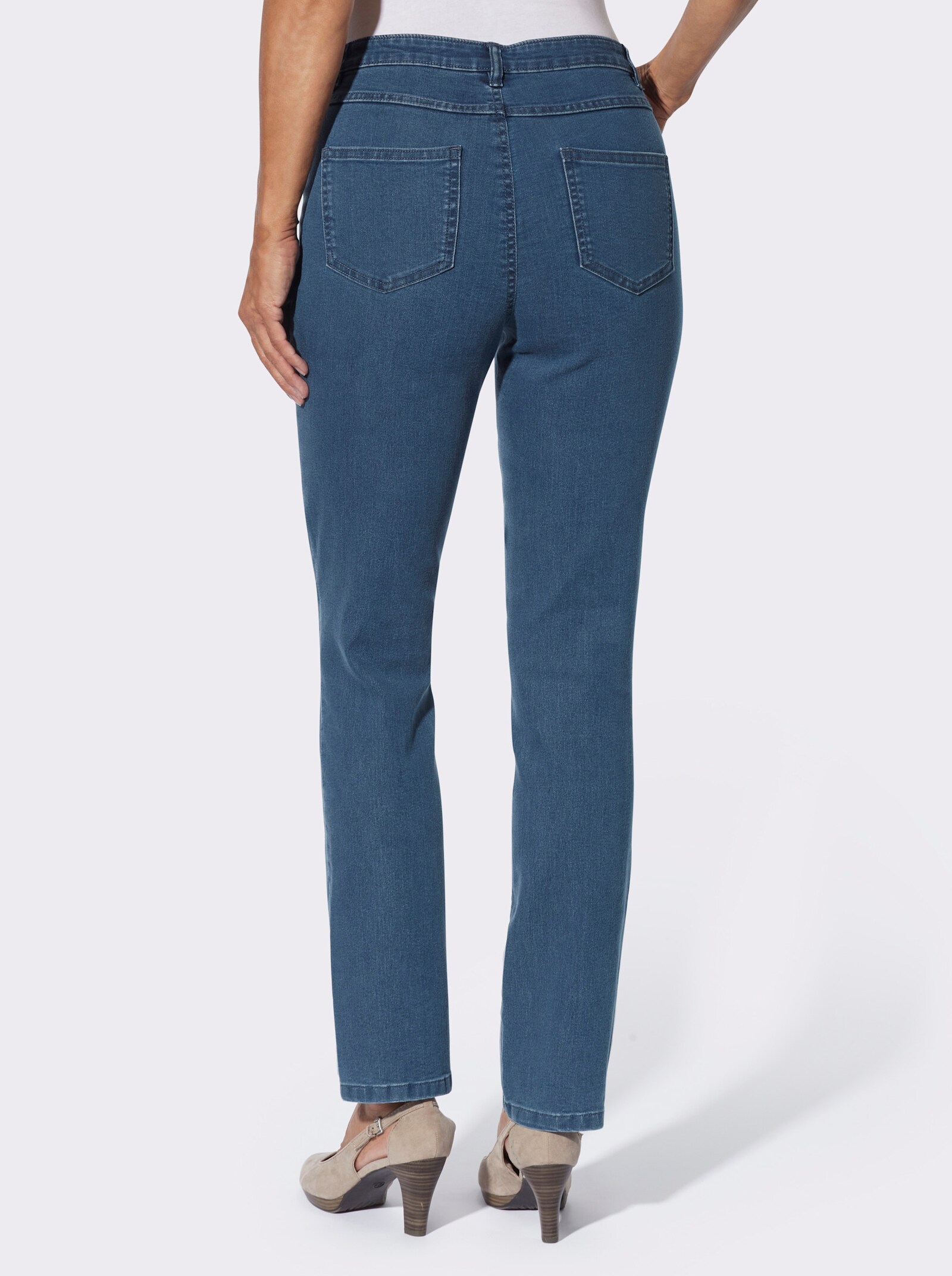 Jeans mit Stickerei an den Taschen - blue-stone-washed
