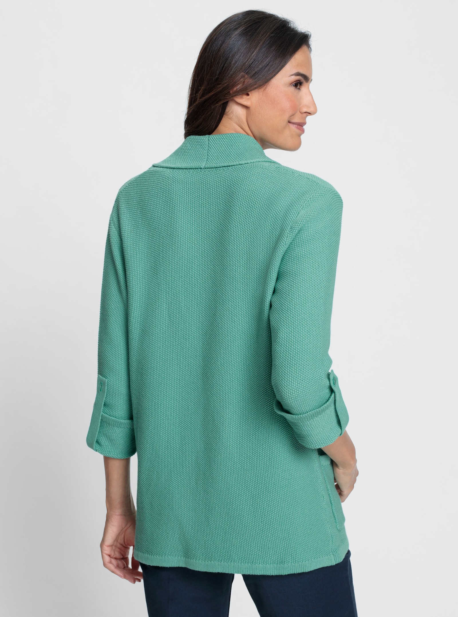 Strickjacke mit Schalkragen - salbei