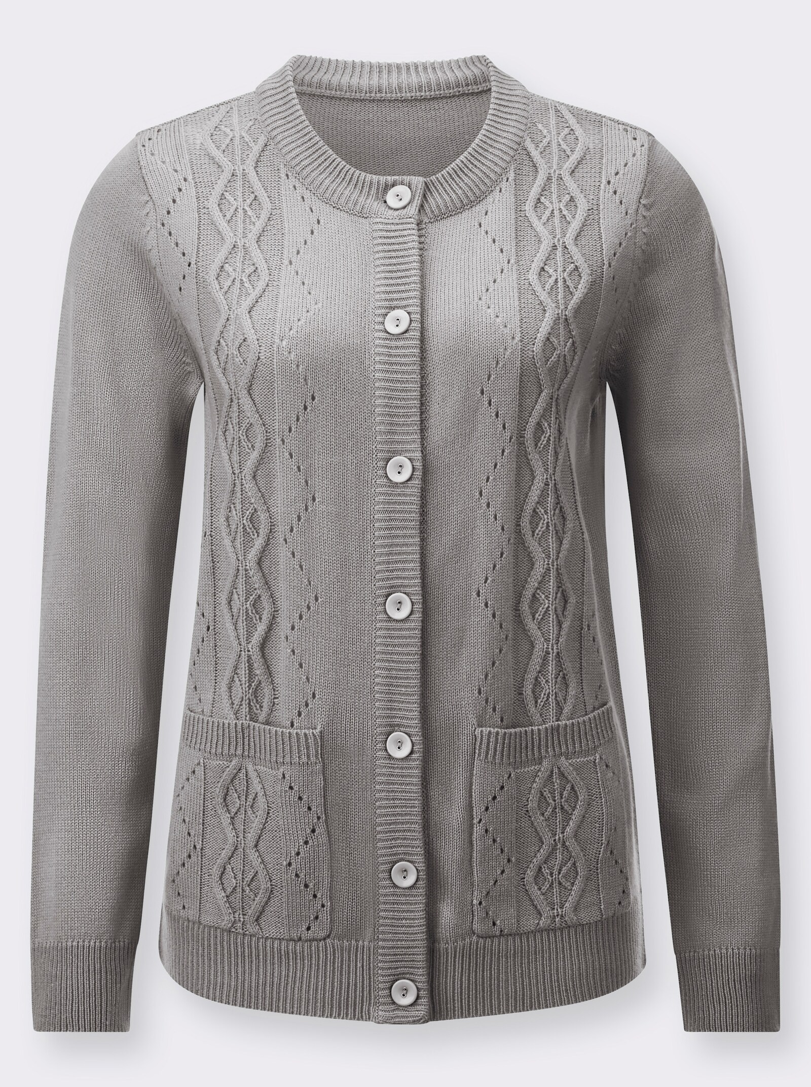 Vest met ajourpatroon - steengrijs