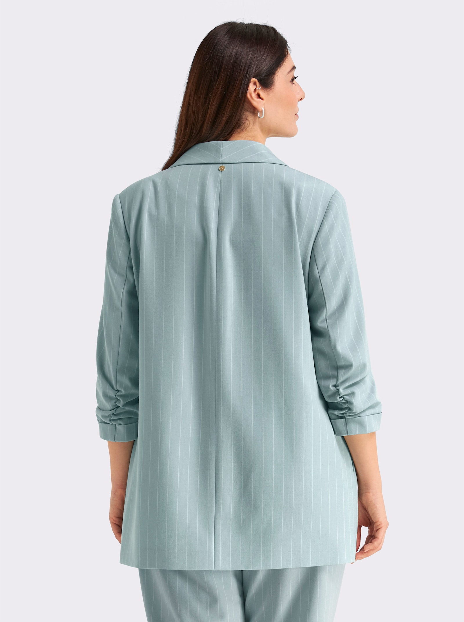 sheego Blazer mit Nadelstreifen und 3/4-Arm - kalkmint-ecru-gestreift