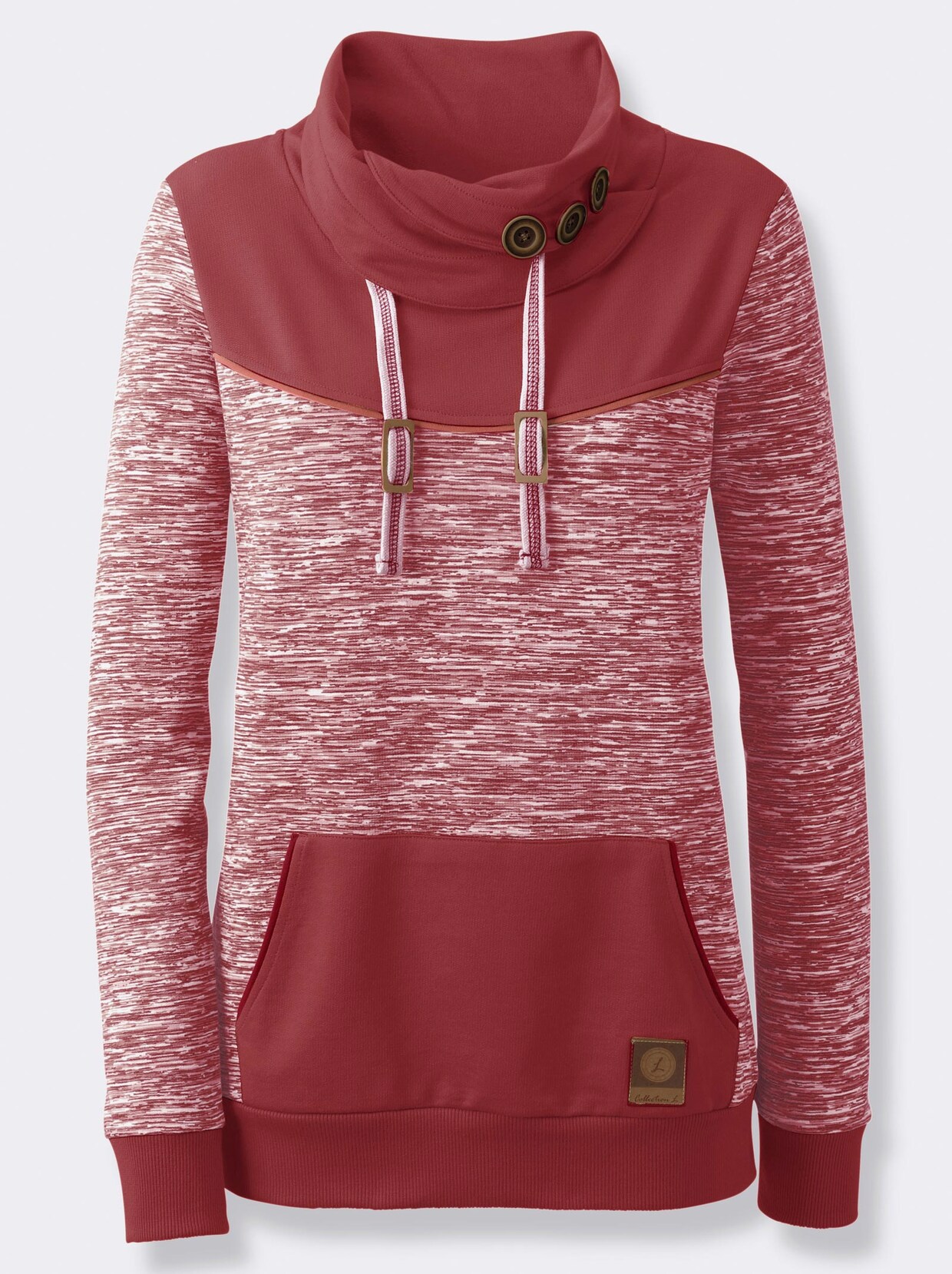 Sweatshirt - dunkelrot-weiß-meliert