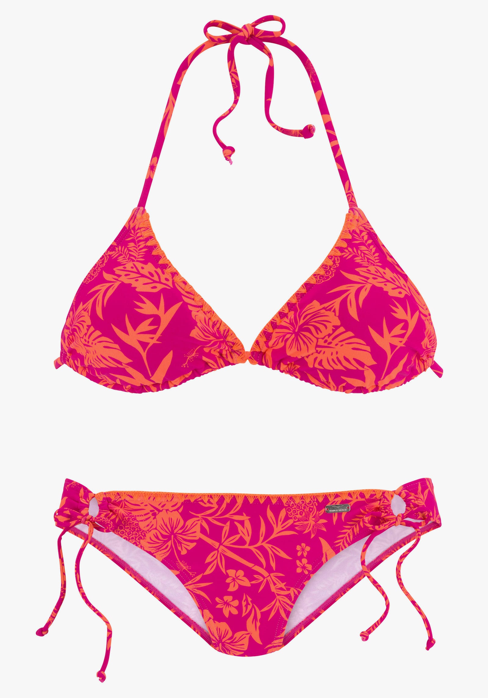 Venice Beach Triangelbikini - oranje/pink bedrukt
