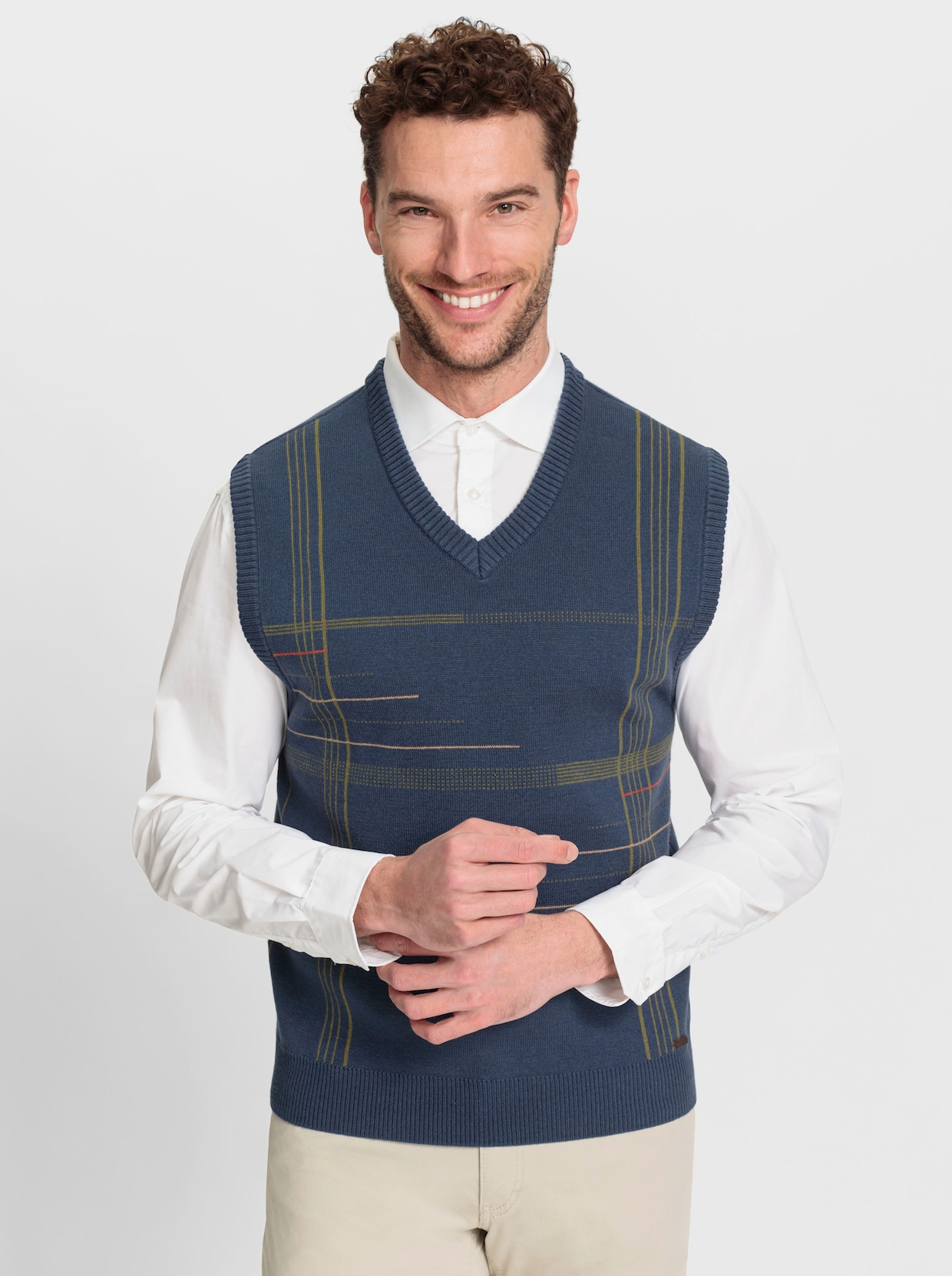 Marco Donati Slip-over - donkerblauw gedessineerd