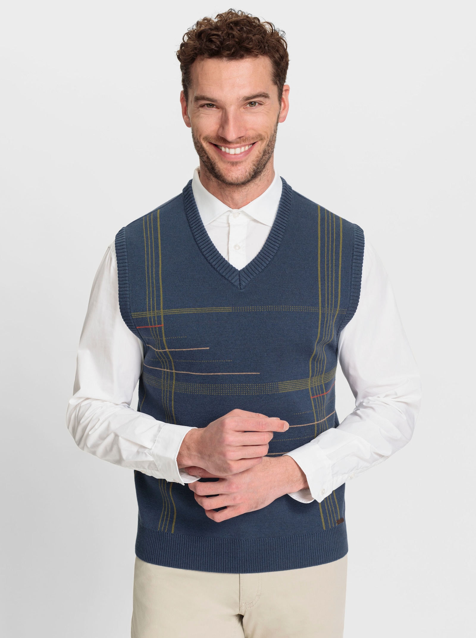 Marco Donati Pullunder mit grafischem Jacquardmuster vorne - dunkelblau-gemustert