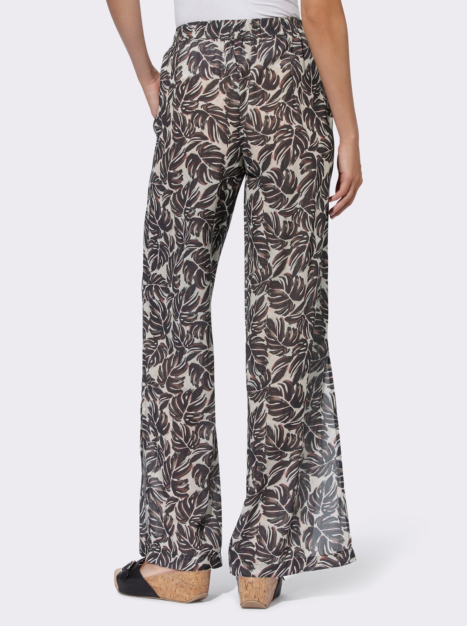 heine Druckhose mit hohen Seitenschlitzen - schwarz-sand-bedruckt