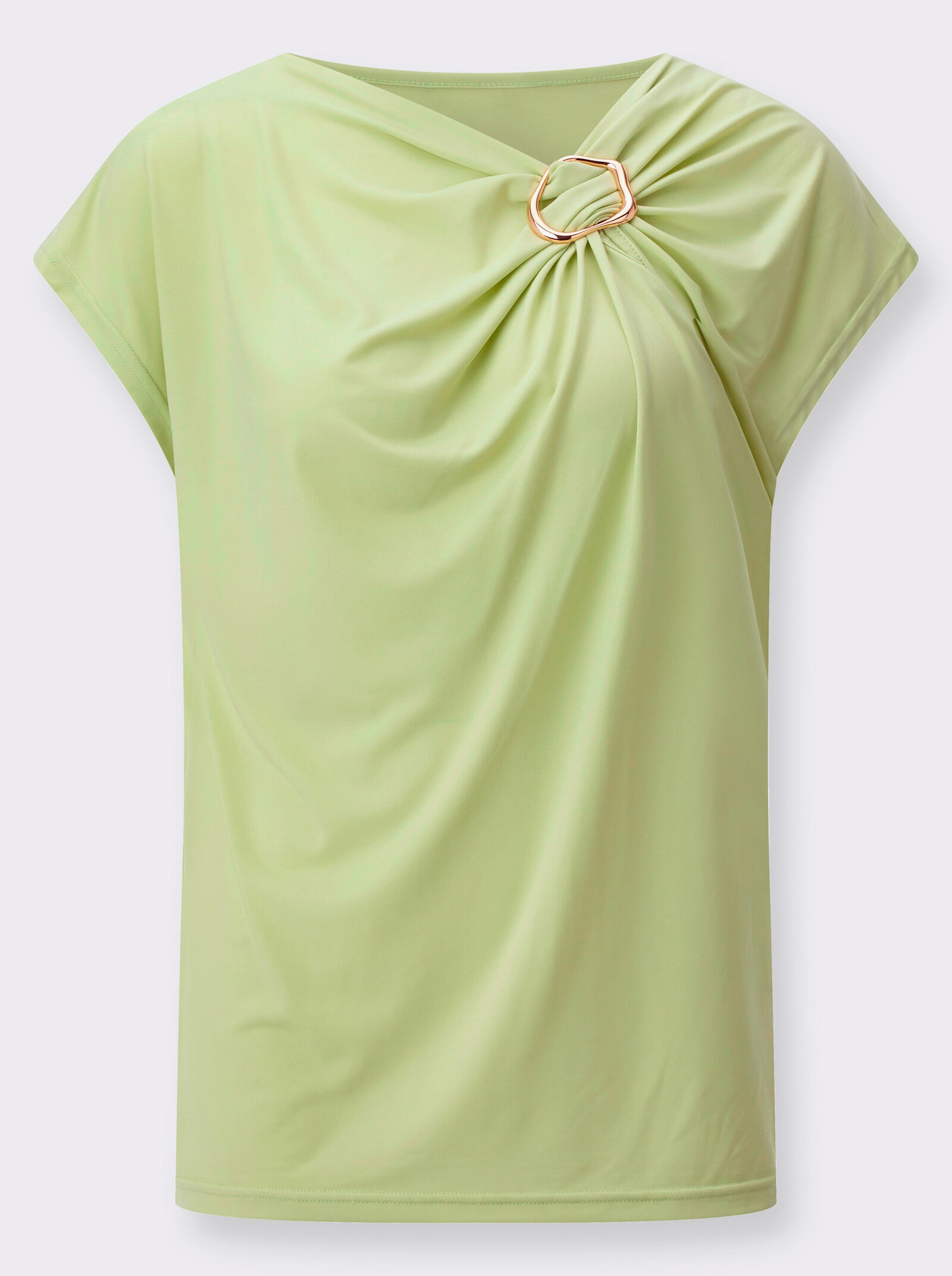 Kurzarmshirt mit Zierspange - pistazie