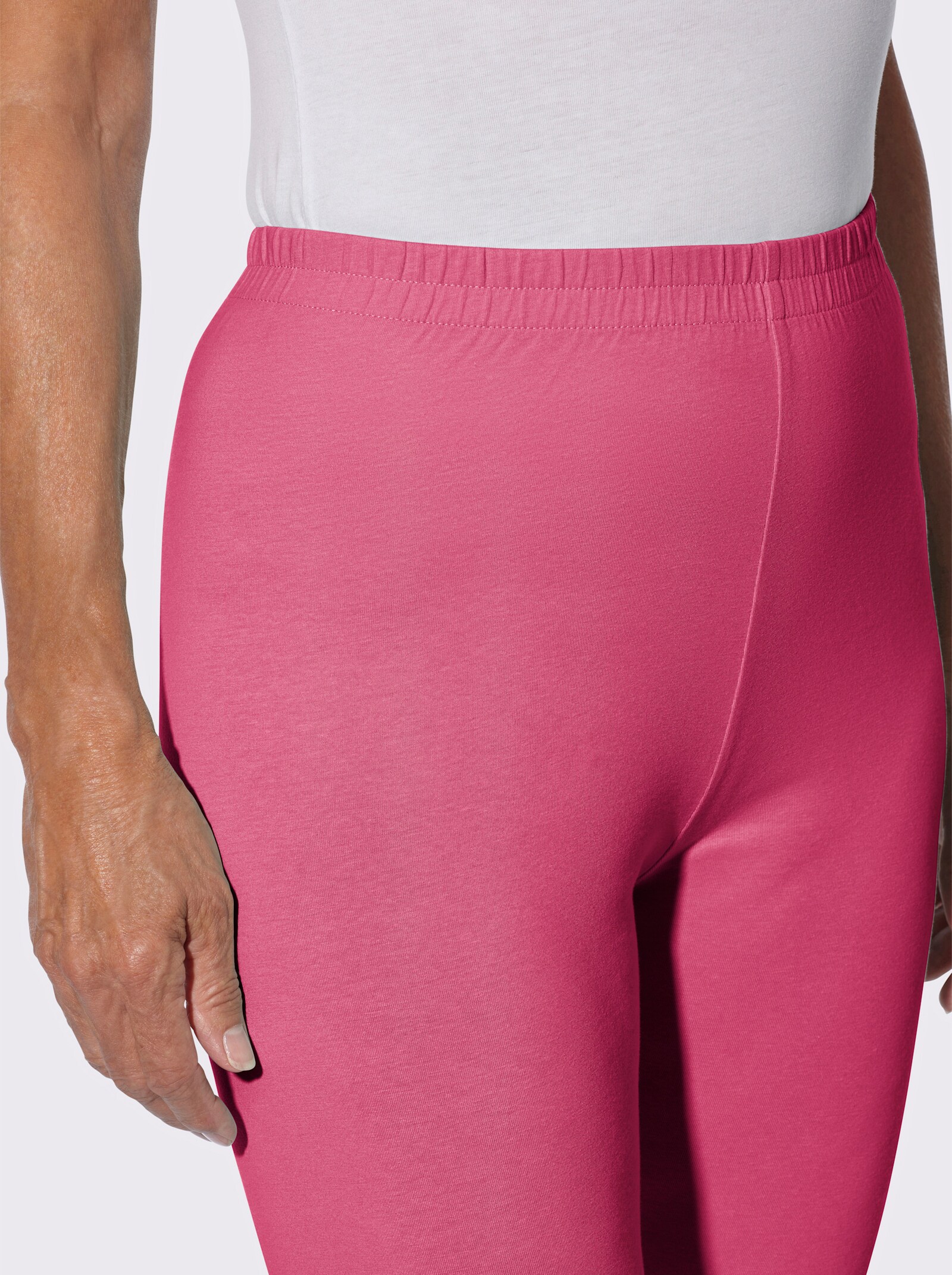 Caprileggings mit silberfarbenem Folien-Print - fuchsia + schwarz