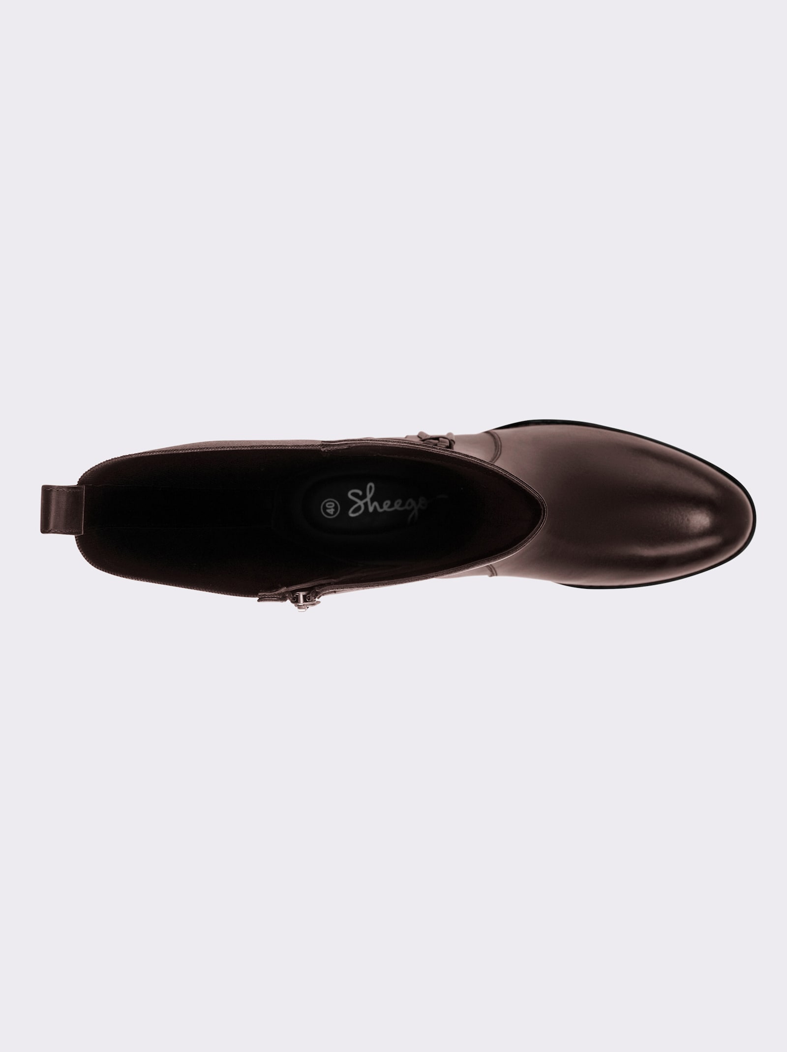 sheego Weitschaftstiefel aus Leder, mit Zierband - braun