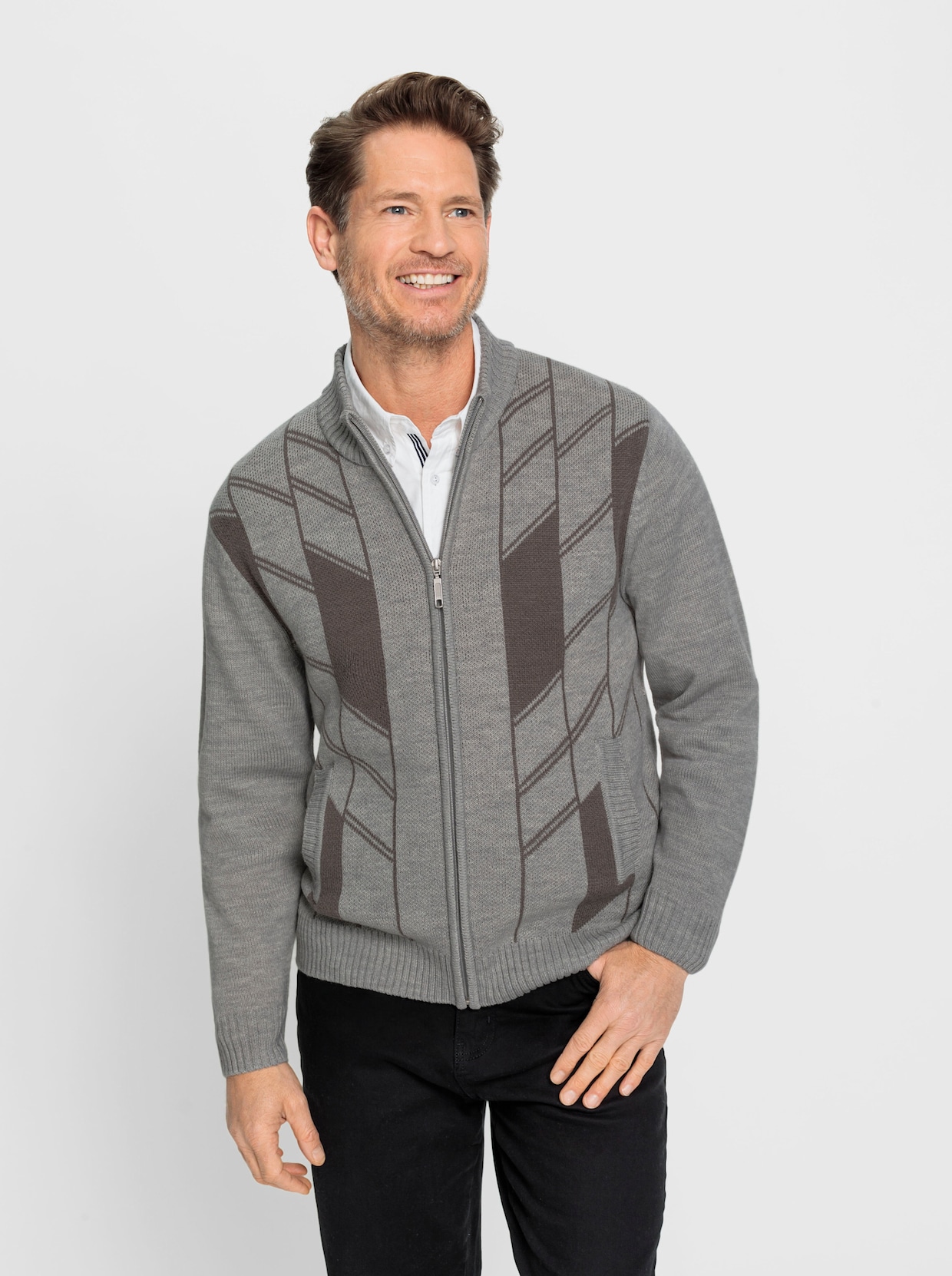 Marco Donati Strickjacke - grau-meliert