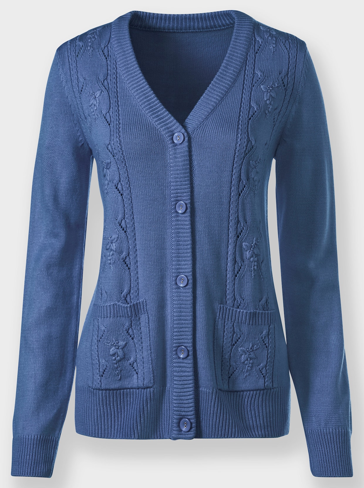 Strickjacke - jeansblau