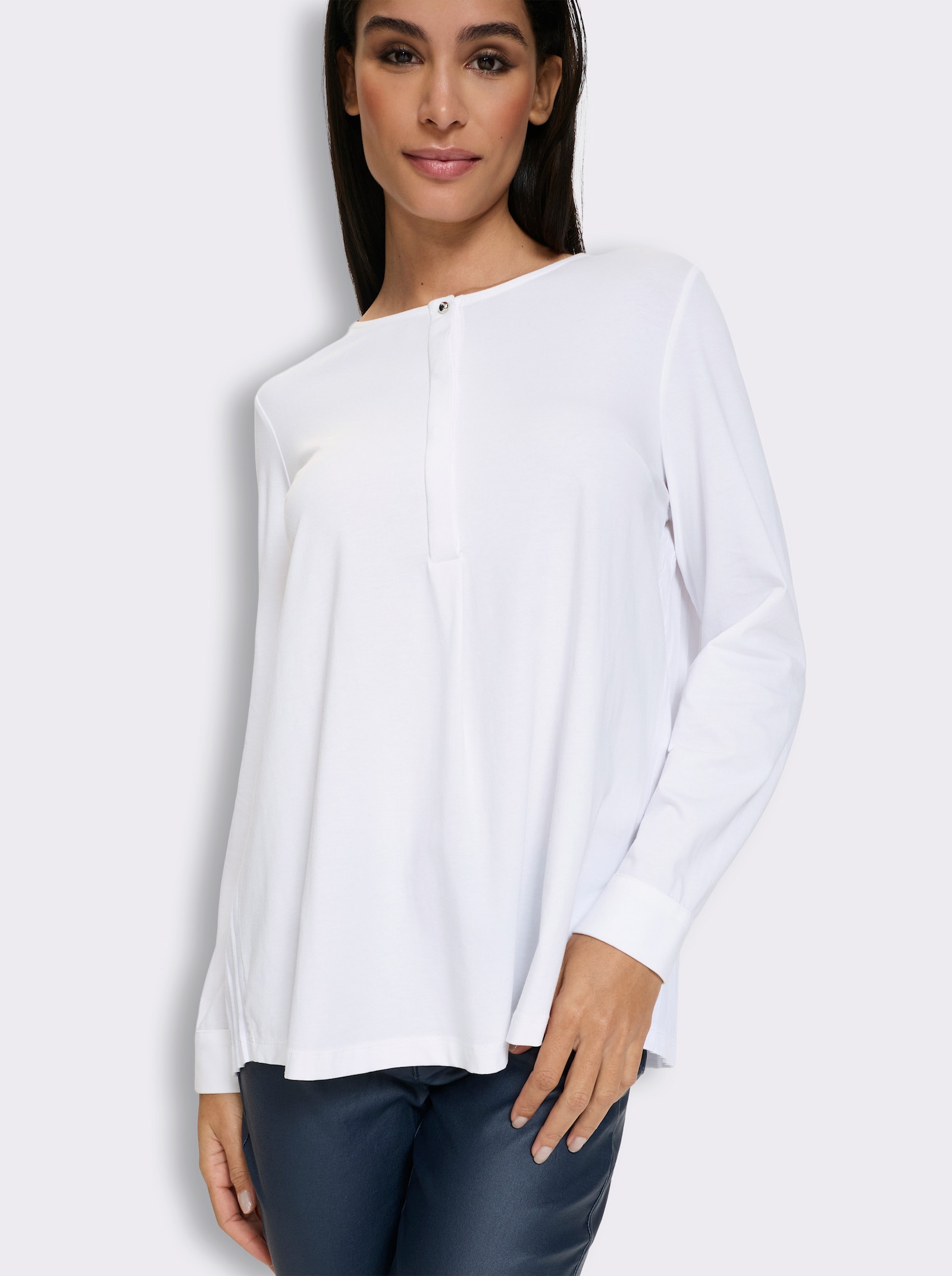 heine Langarmshirt mit Plisseefalten hinten - ecru