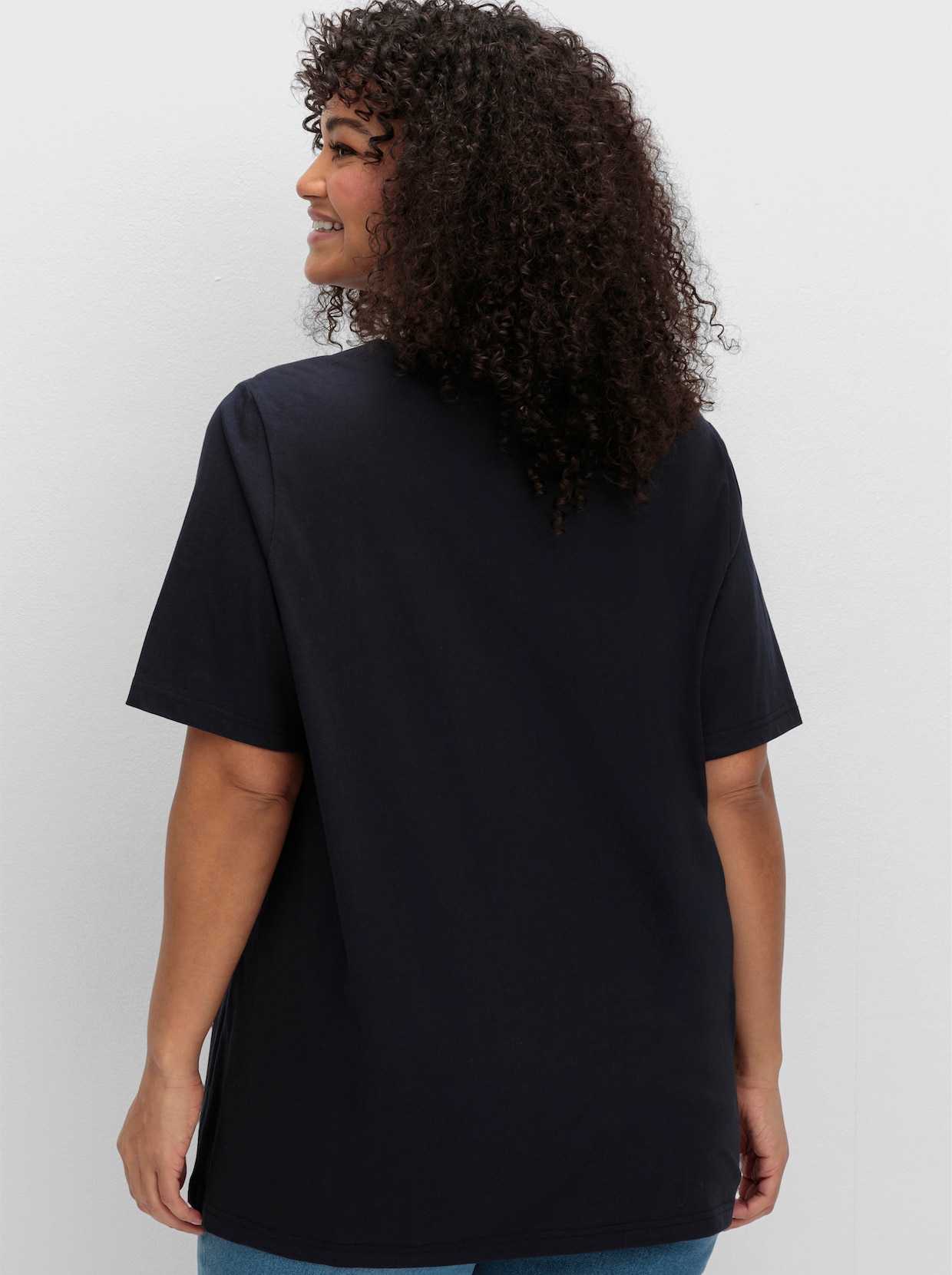 sheego T-shirt en V - bleu foncé