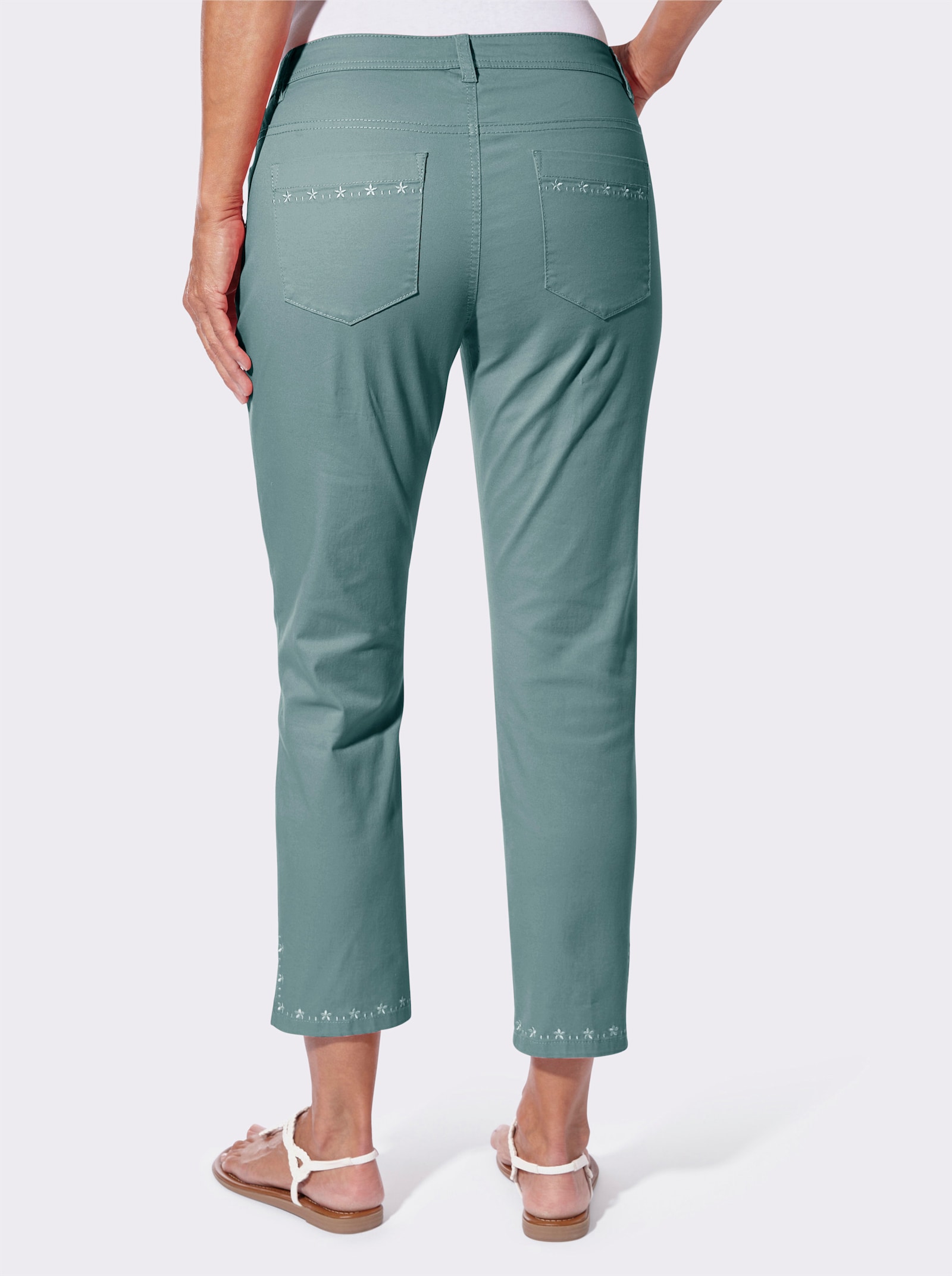 7/8-Hose mit Stickerei - jade