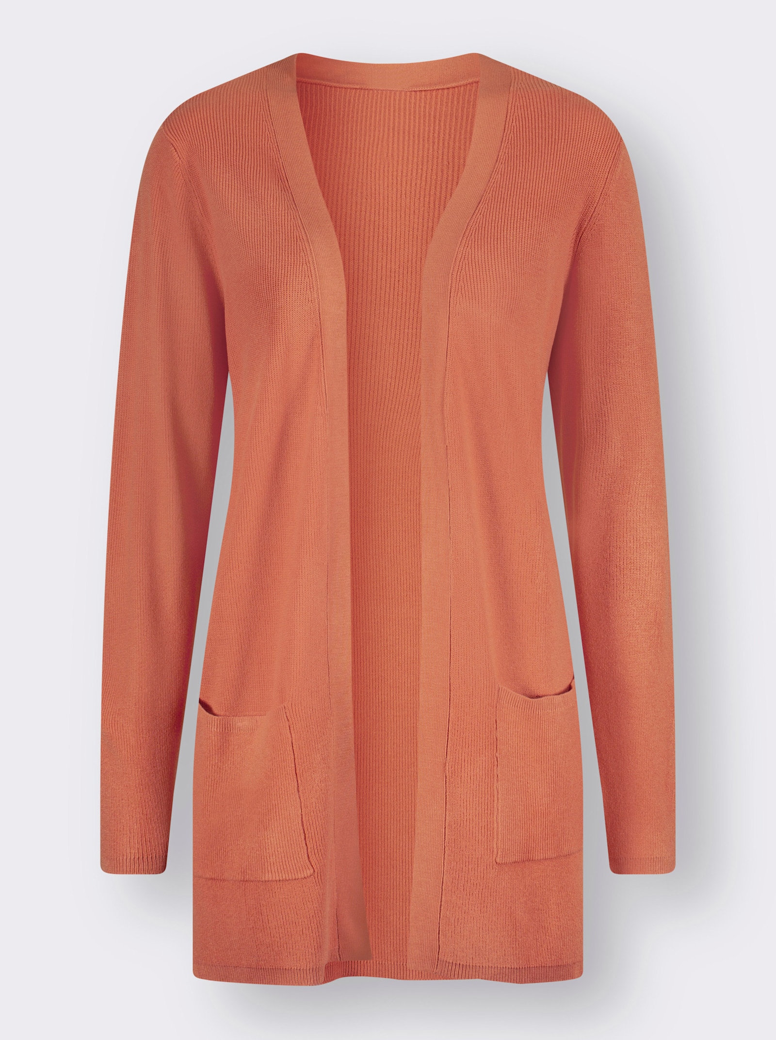 Longstrickjacke in Viskose-Qualität - papaya