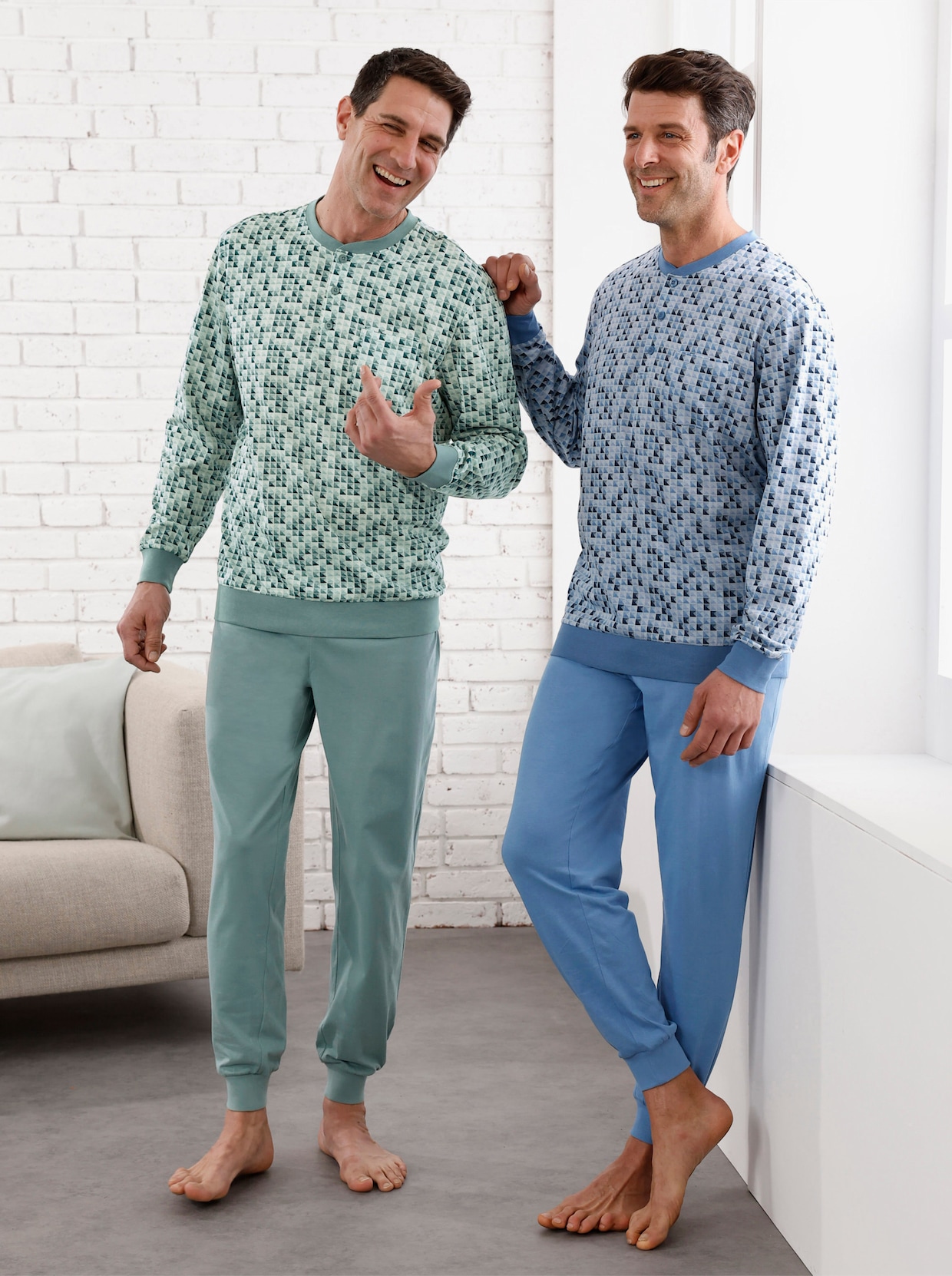 KINGsCLUB Pyjama's - lichtblauw gedessineerd + zacht mint gedessineerd