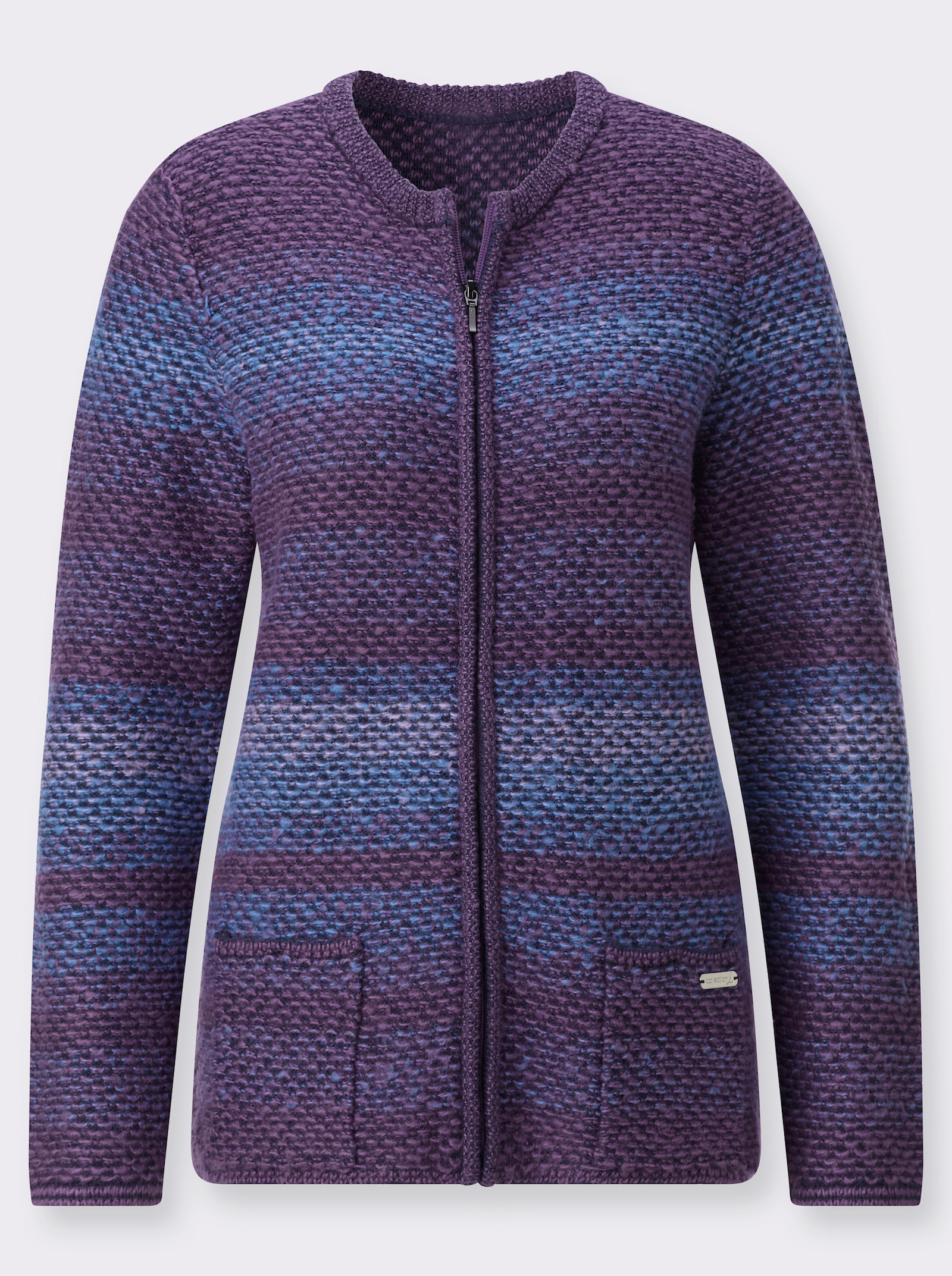 Strickjacke mit Farbverlauf - lila-dunkelblau-gemustert