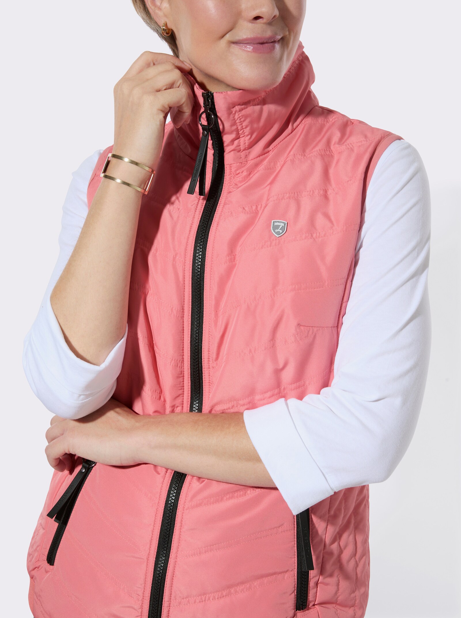 Steppweste mit knöpfbarer Innentasche - flamingo