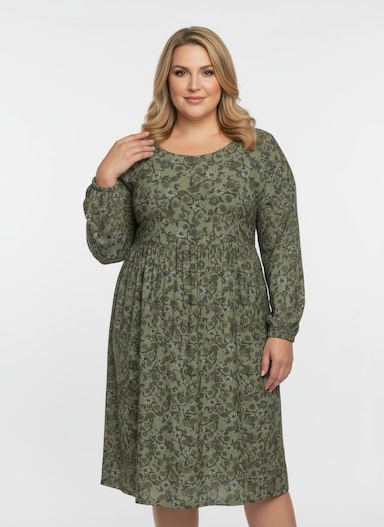 Blumenkleid in floral bedruckter Mesh-Qualität - schilf-bedruckt