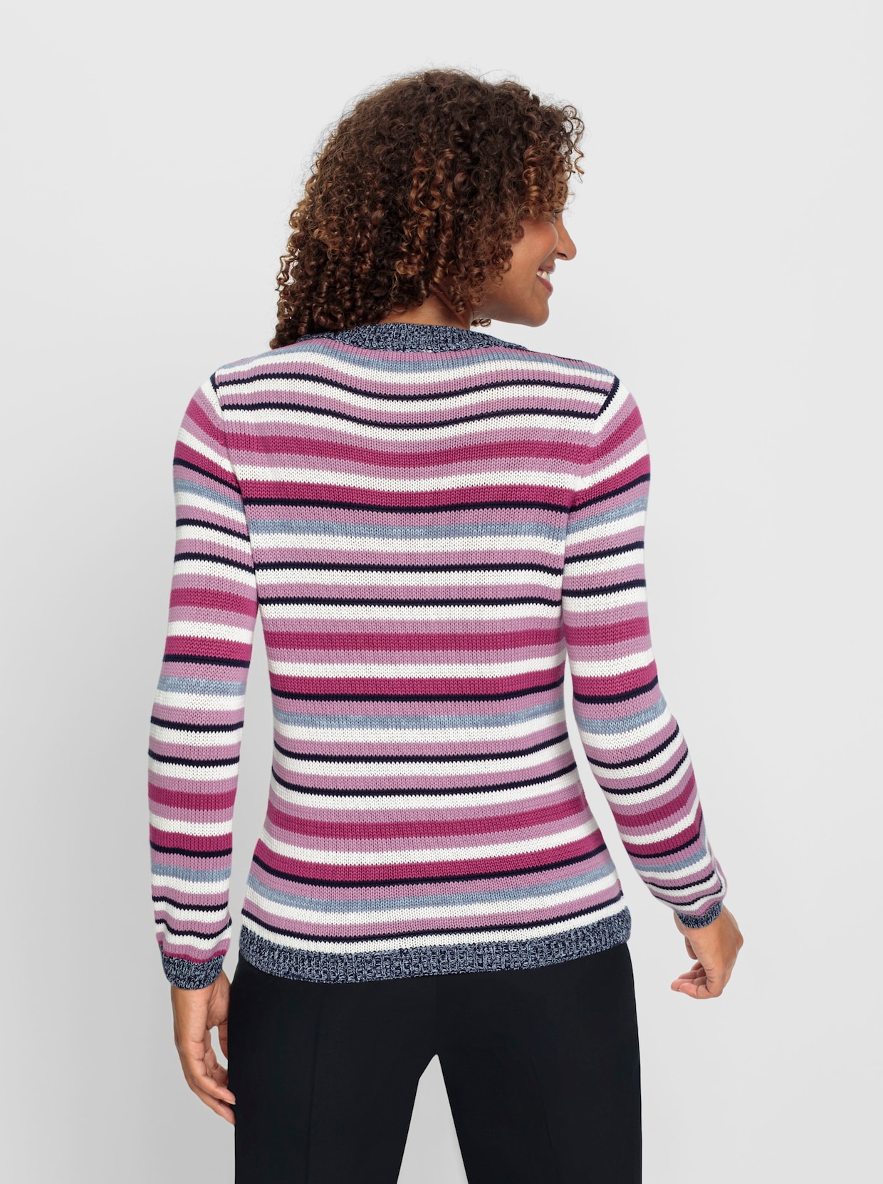 Pullover met lange mouwen - marine/magenta gestreept