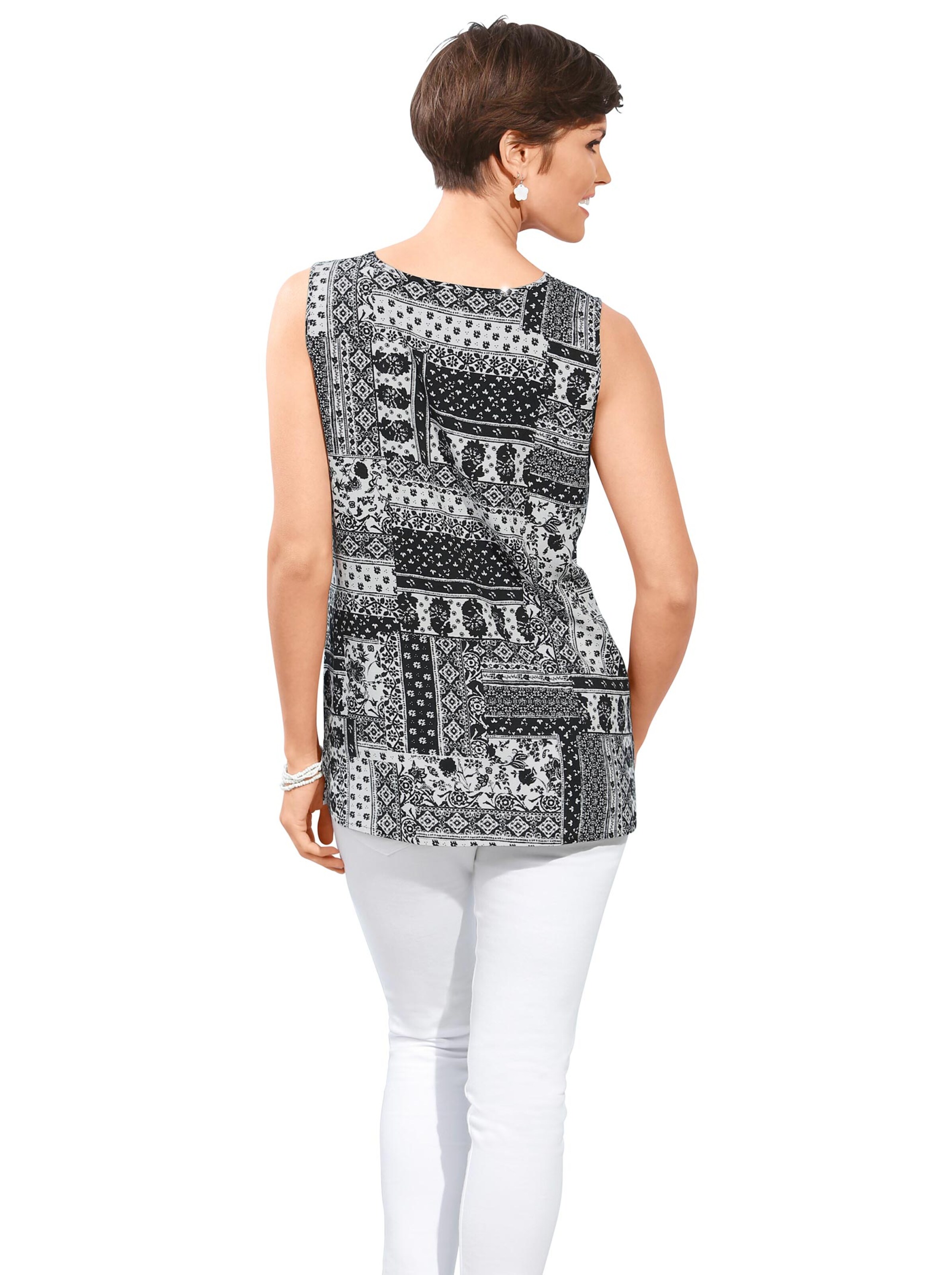 Blusentop - schwarz-weiß-gemustert