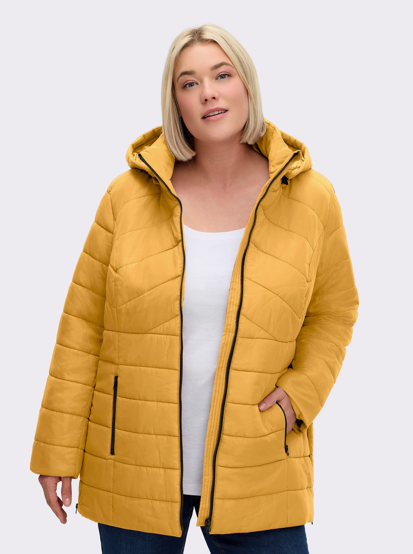 Steppjacke mit abnehmbarer Kapuze - ocker