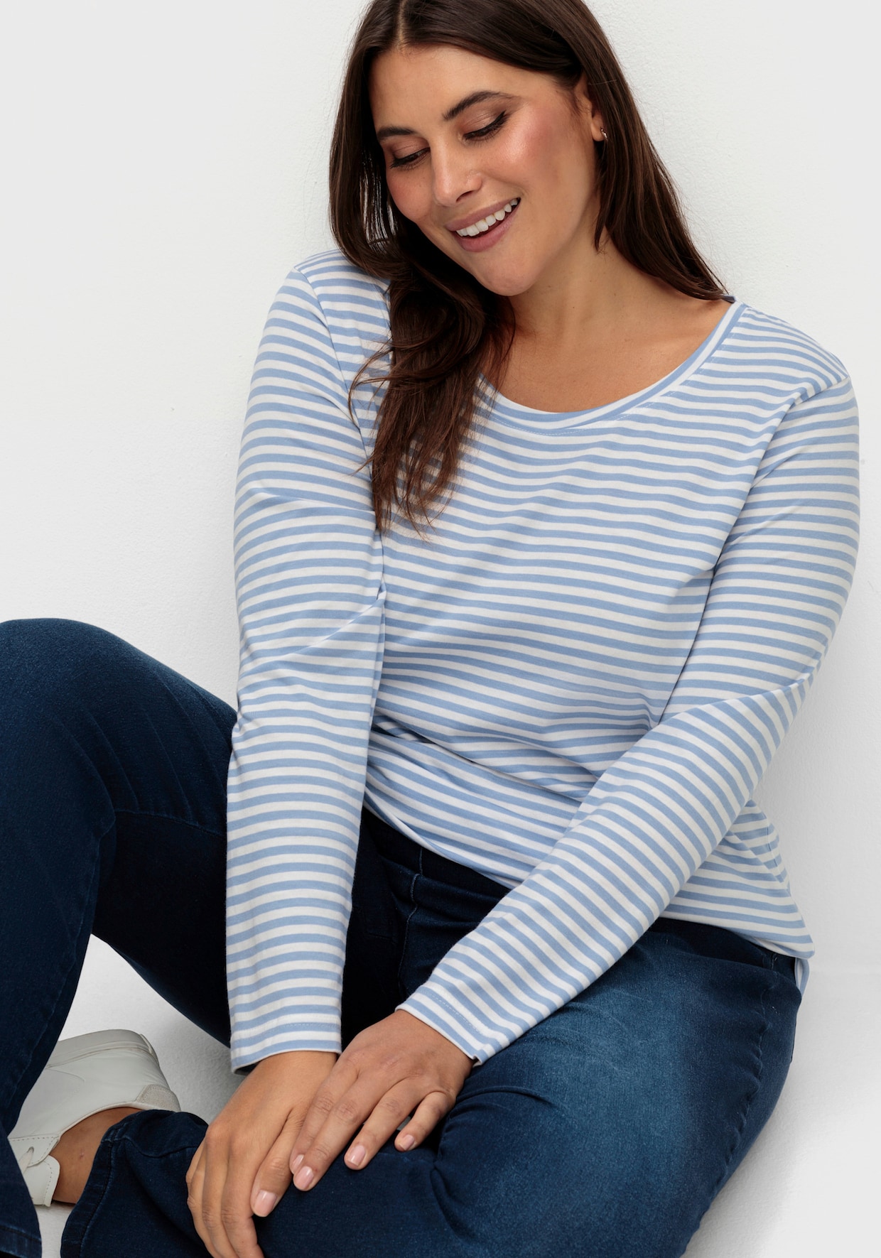 Streifenshirt - bleu-ecru-geringelt