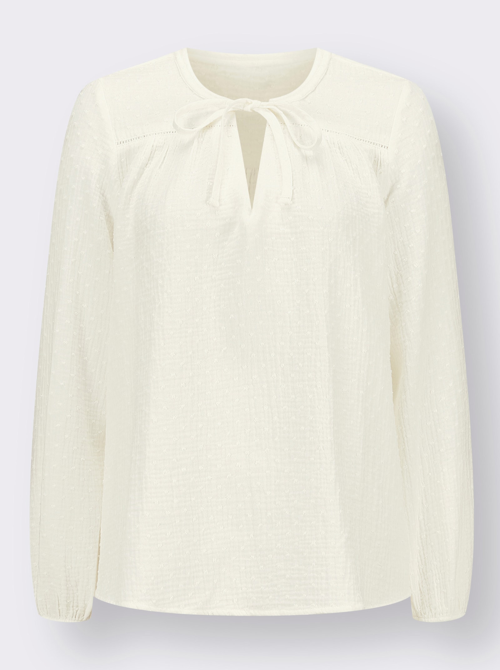 Katoenen blouse in 3D-look - ecru