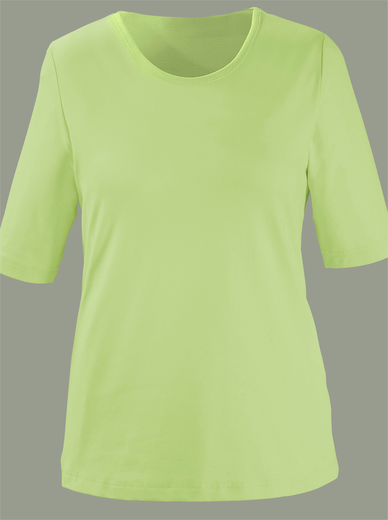 Rundhalsshirt in geradem Schnitt - pistazie