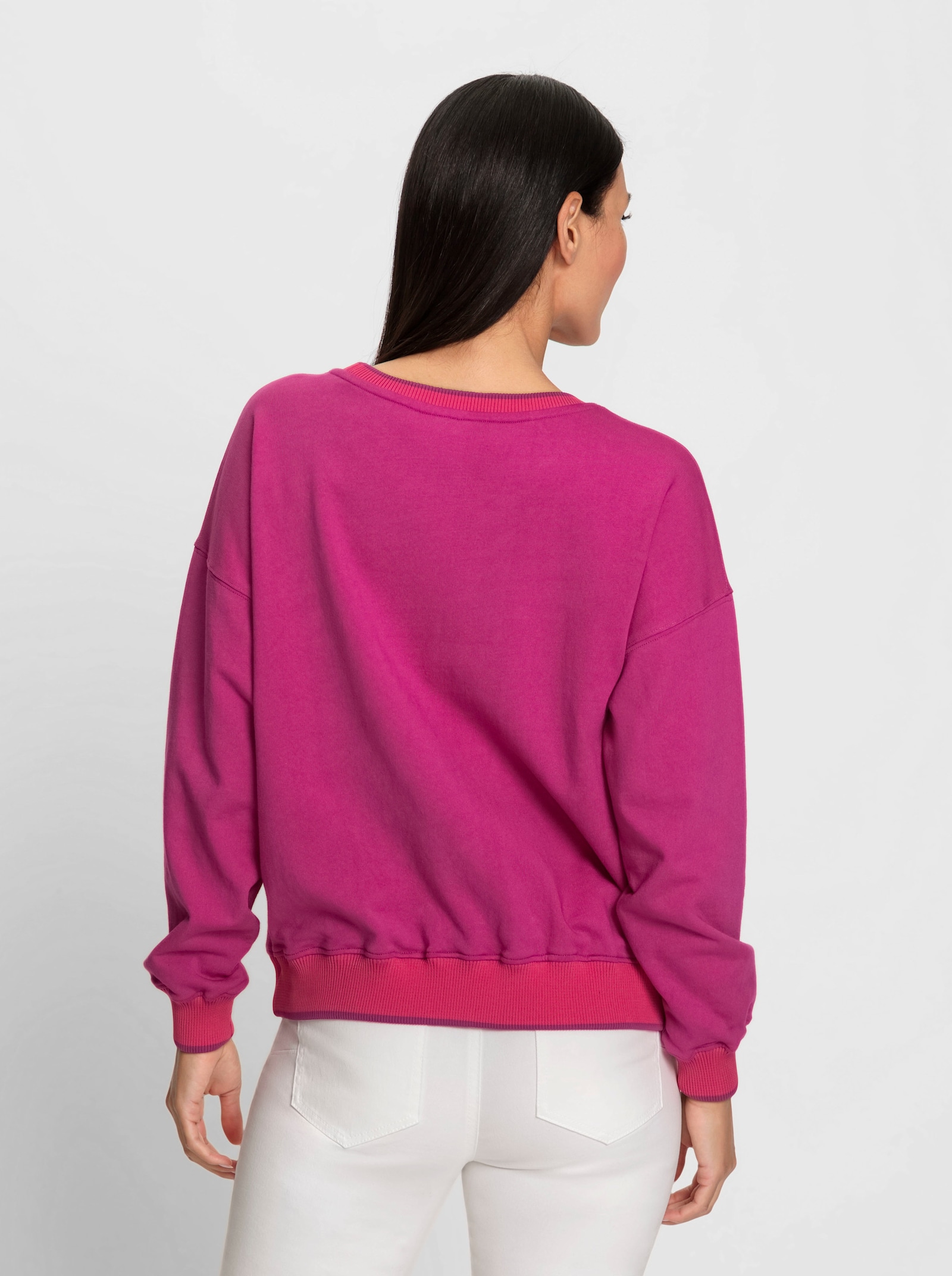 heine Sweatshirt mit Kontraststreifen - fuchsia
