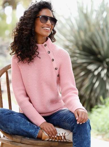 heine Pullover mit Zierknöpfen - rosenquarz