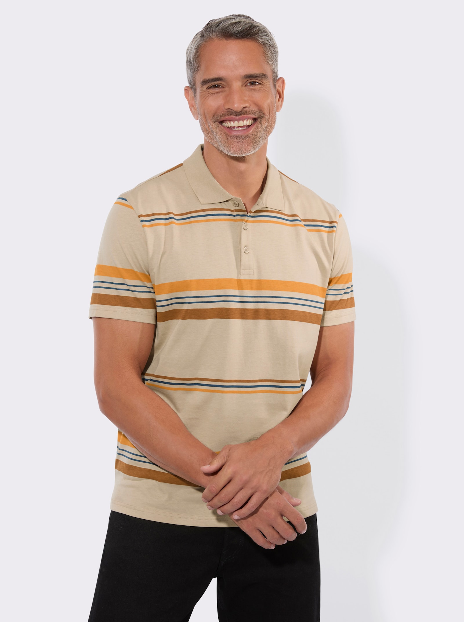 Poloshirt im Ringelmuster - beige-geringelt