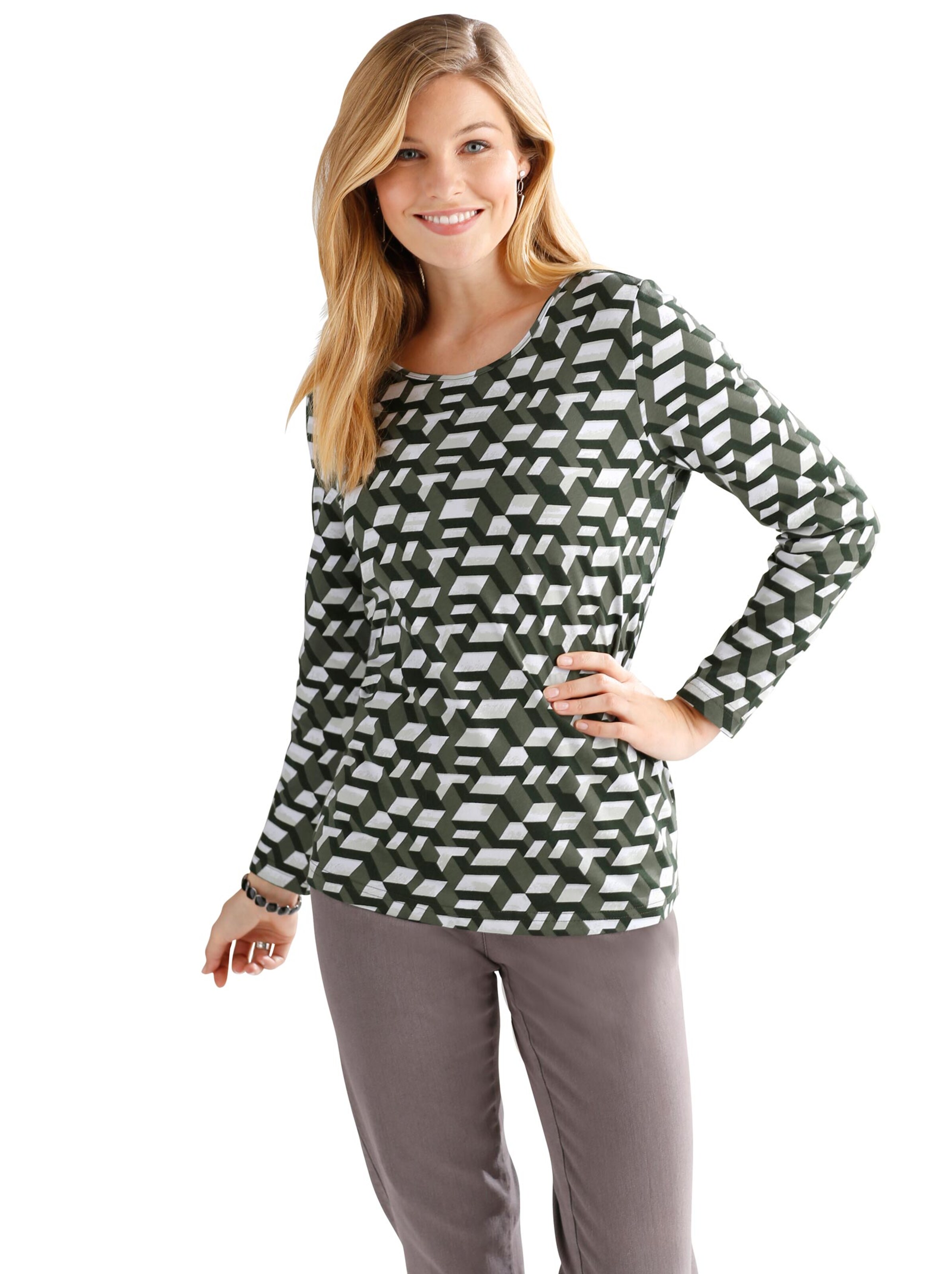 Shirt - oliv-gemustert