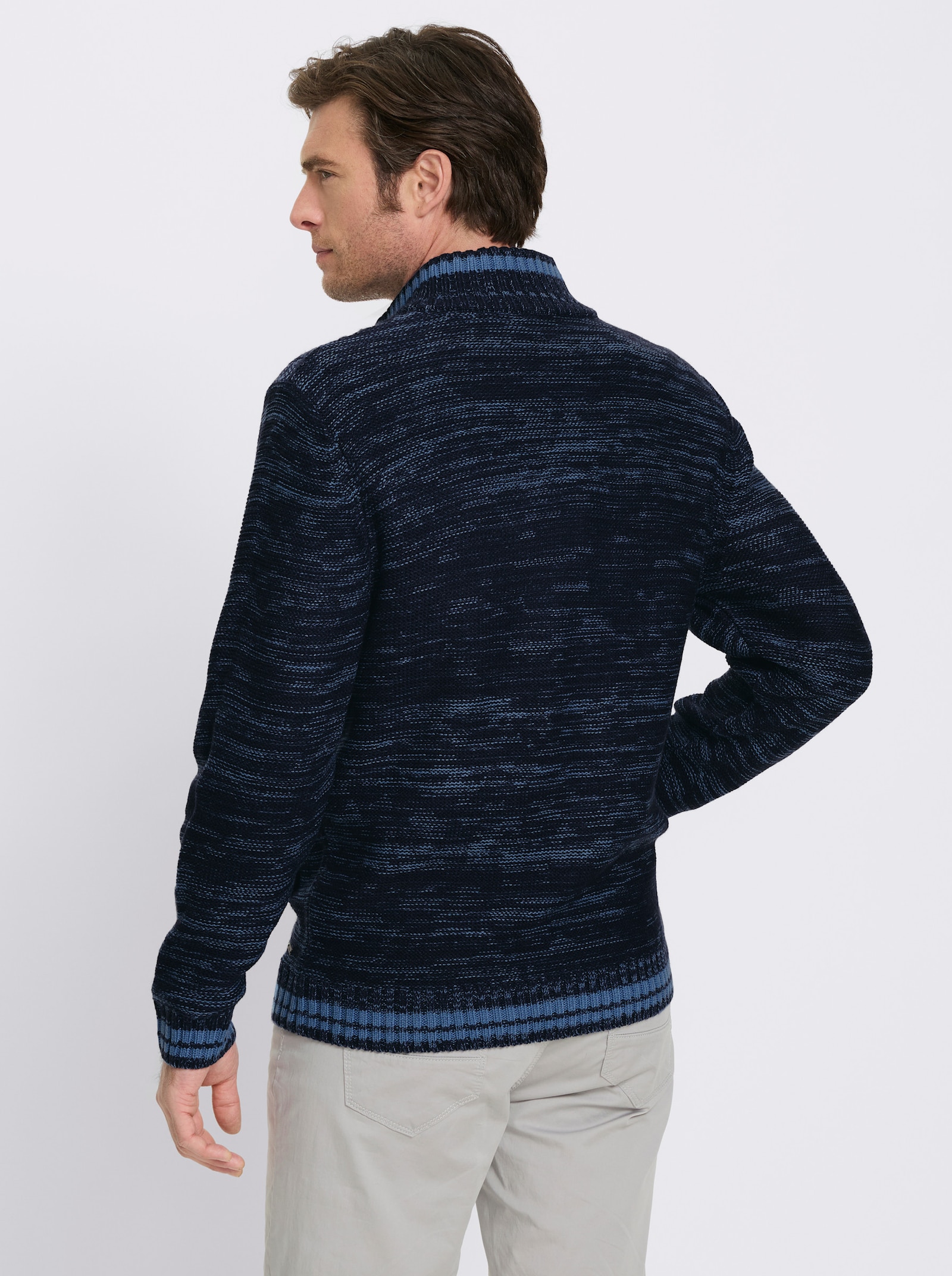 Marco Donati Strickjacke mit Reißverschluss - marine-mittelblau-meliert