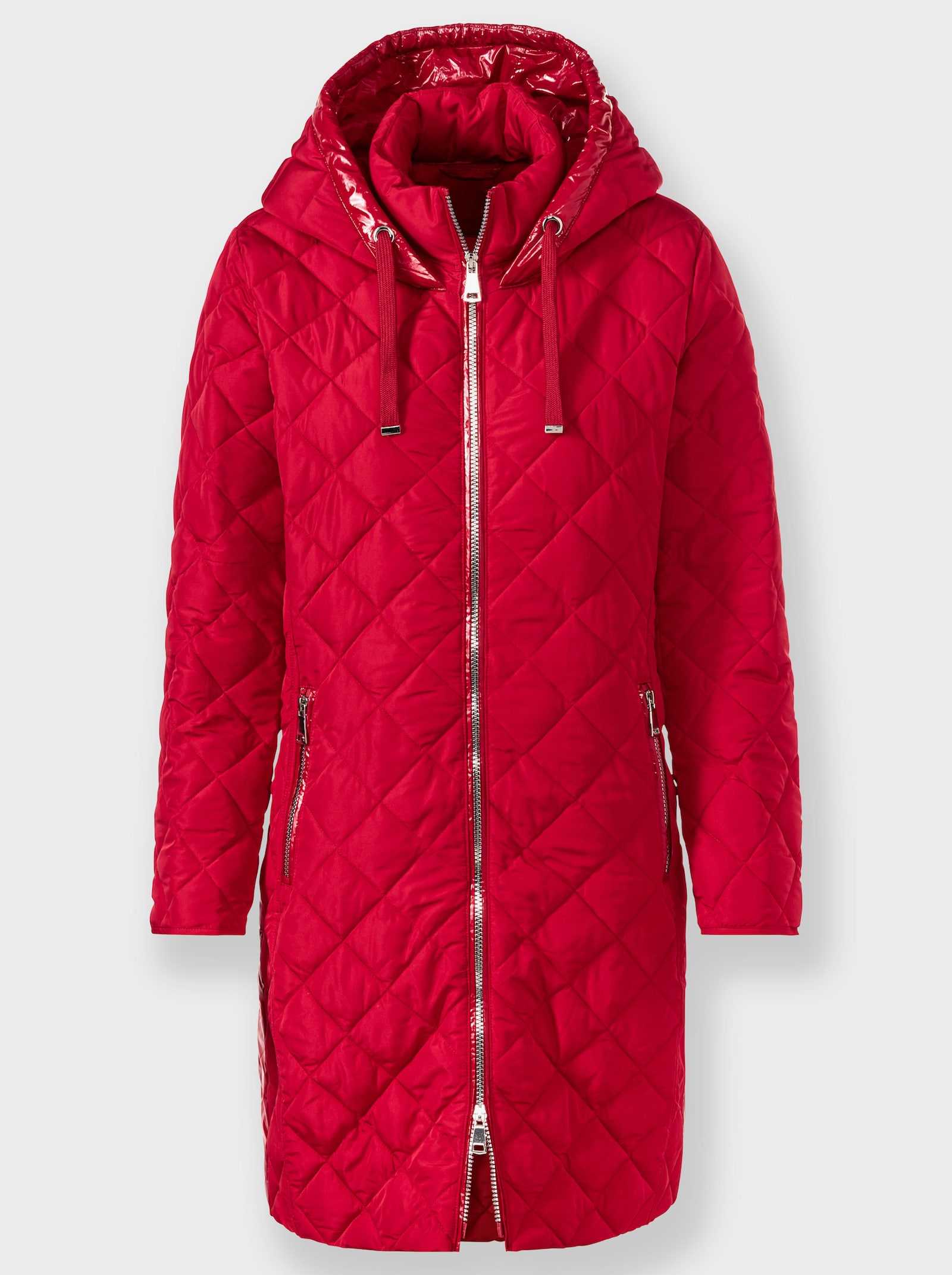 heine Manteau matelassé avec détails aspect verni - rouge