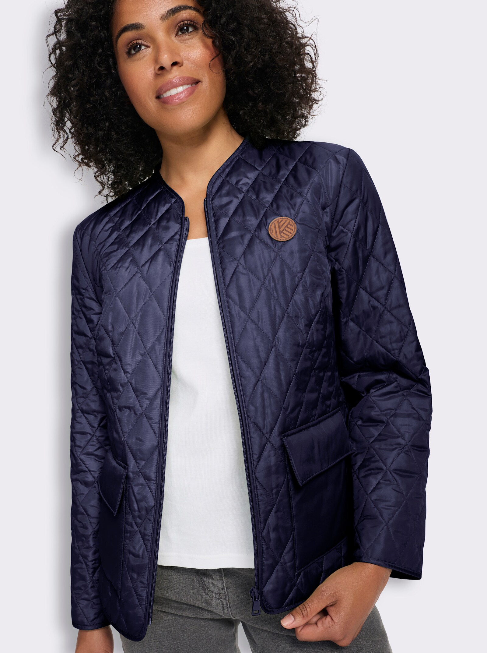 Steppjacke mit V-Ausschnitt - marine