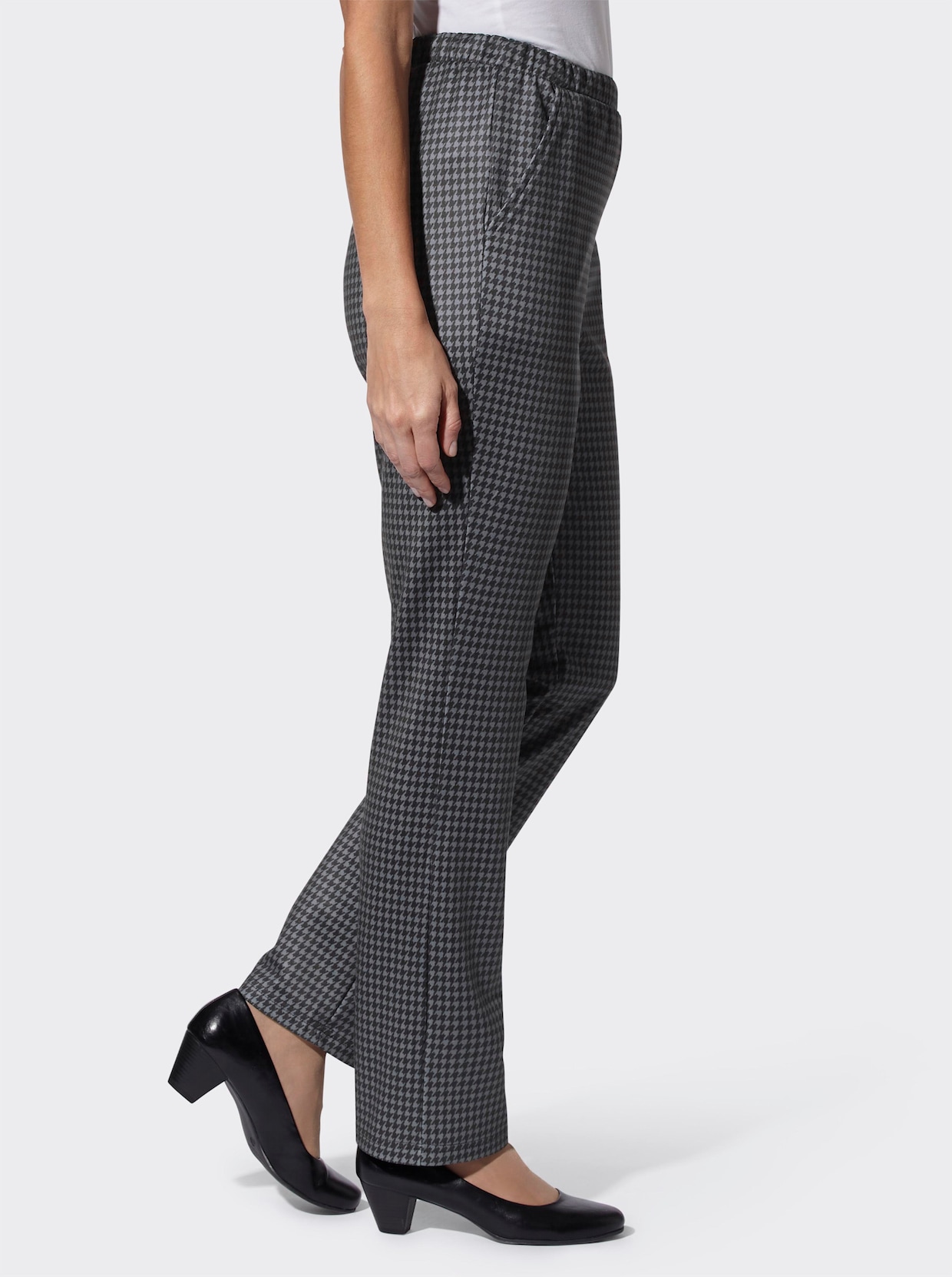 Comfortbroek - antraciet/pied-de-poule