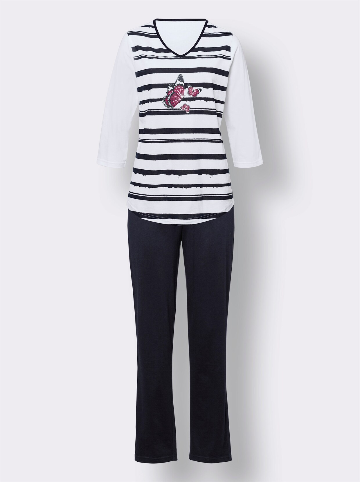 Pyjama - wit/marine geprint