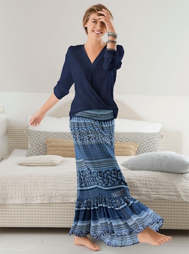 Longbluse mit verlängertem Rückenteil - blau