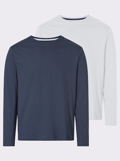 Catamaran Langarmshirt im Doppelpack - weiß + dunkelblau