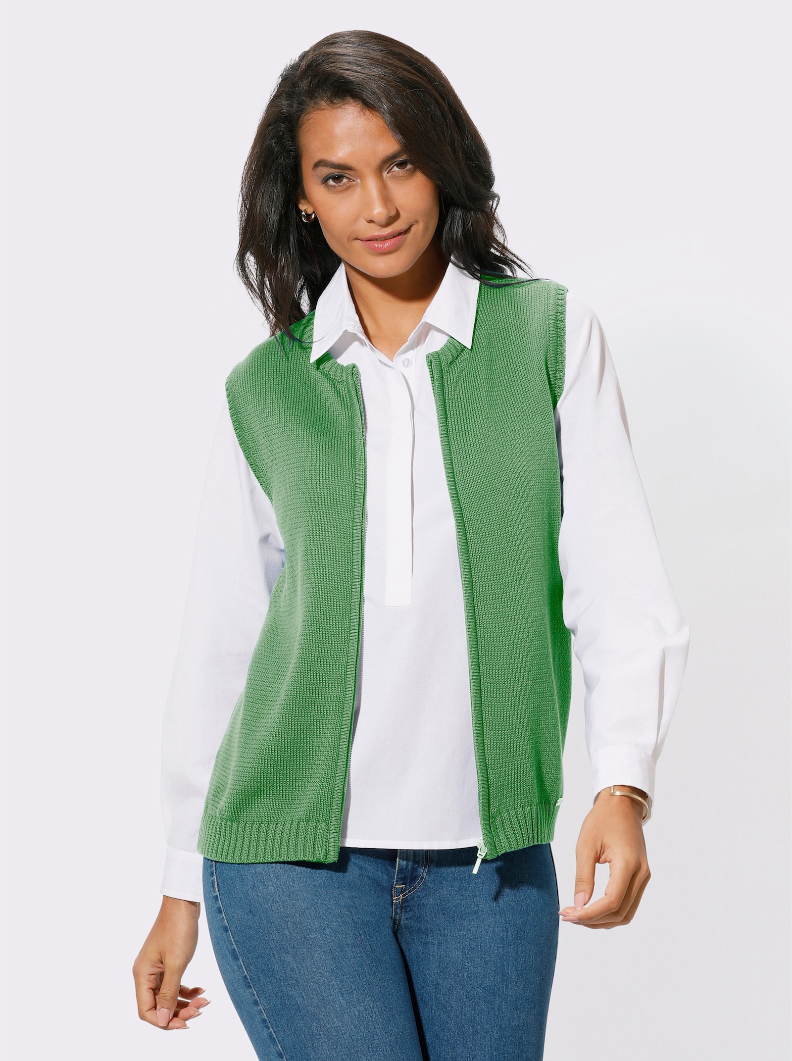 Mouwloos vest met ritssluiting - appel