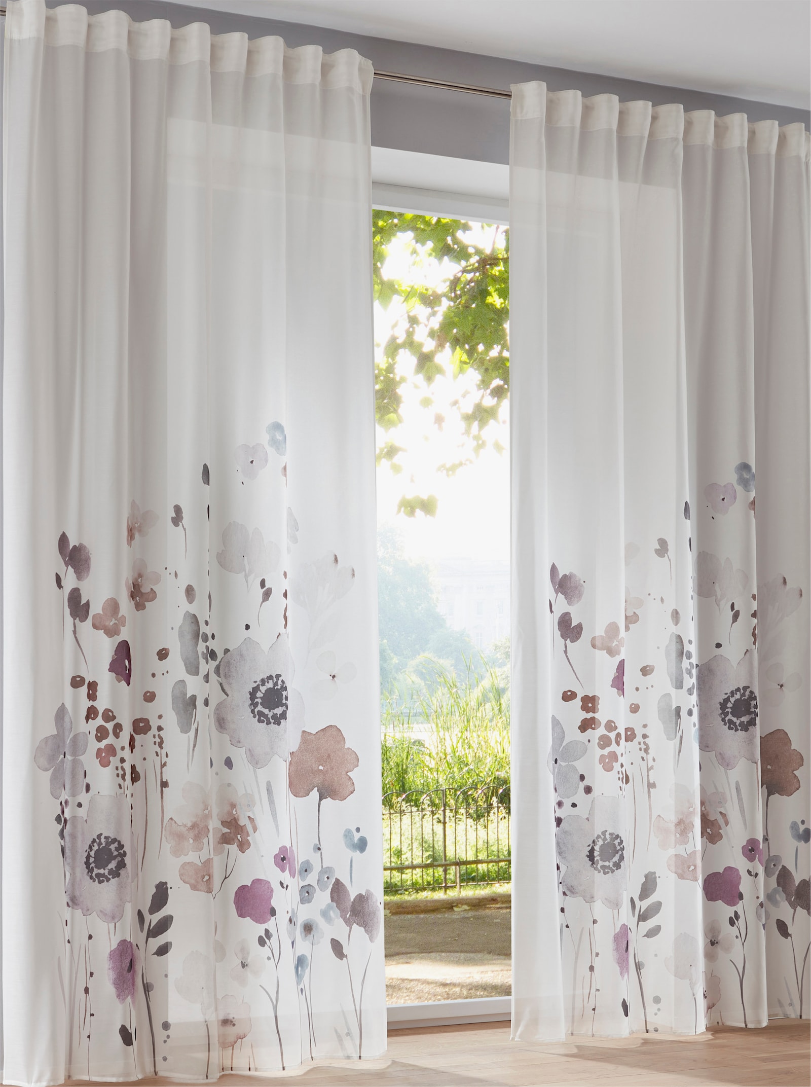 heine home Decoratieve vitrage - offwhite/bont