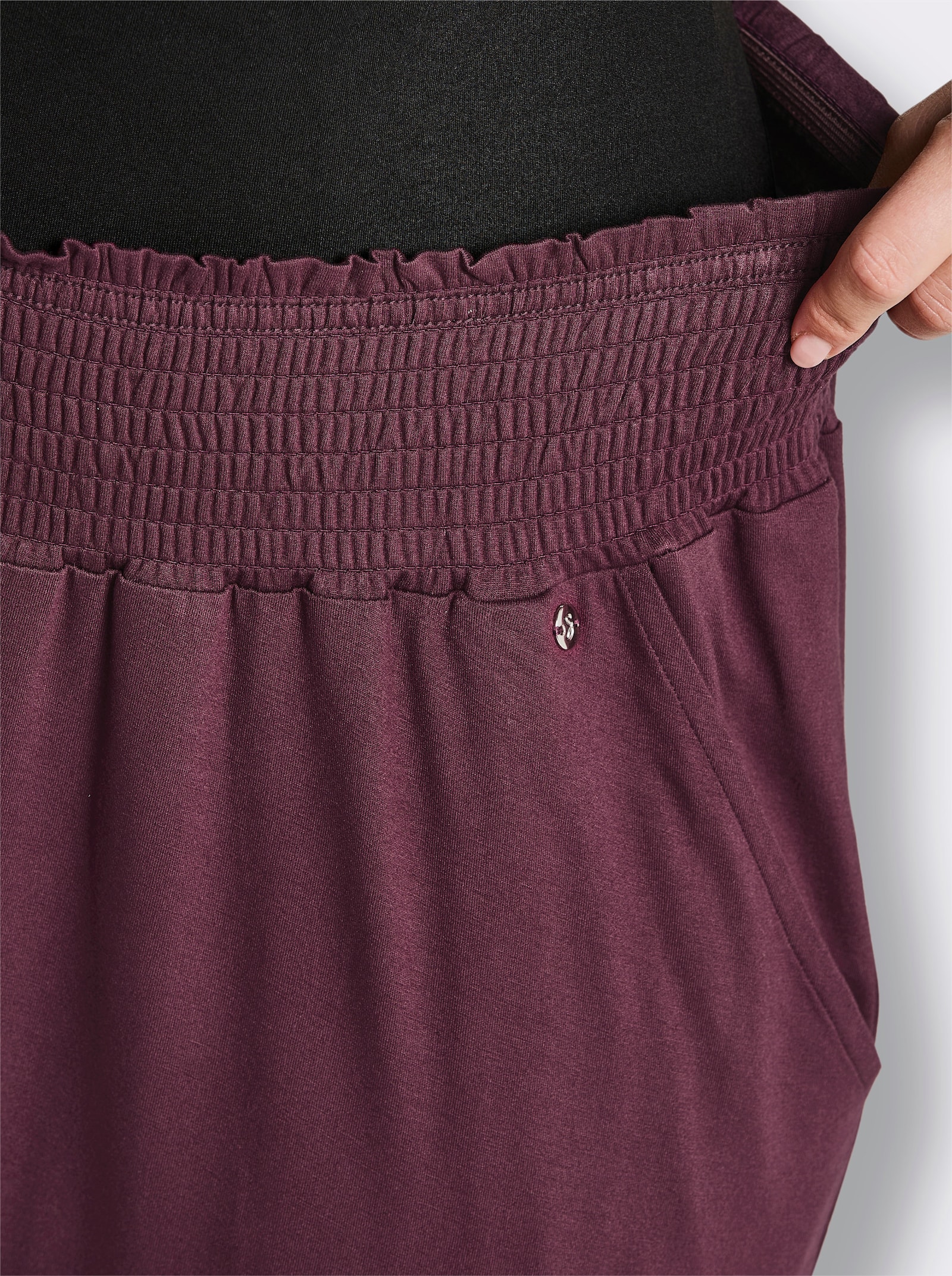 sheego Comfortbroek met brede smokband, wijd model - bordeaux