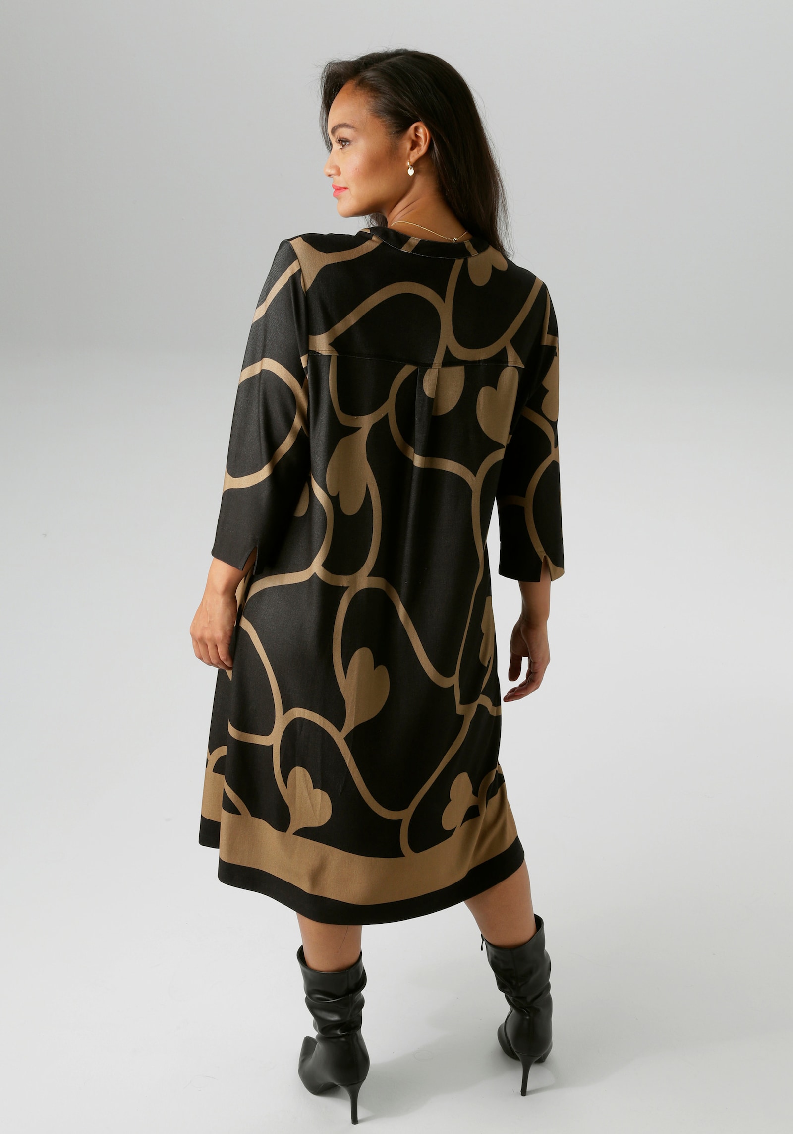 Aniston PLUS Jerseykleid - schwarz-beige
